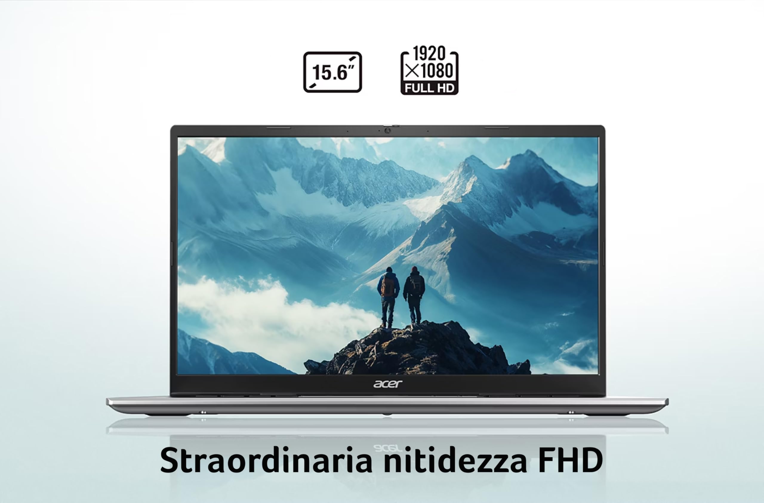 Acer Chromebook 315 + Mouse Wireless, Ram 4 GB DDR5, eMMC 64 GB, Display 15.6" FHD, CB315-8H-878V, Notebook, PC Portatile, Processore MediaTek Kompanio 540, Scheda Grafica ARM Mali, ChromeOS, Silver