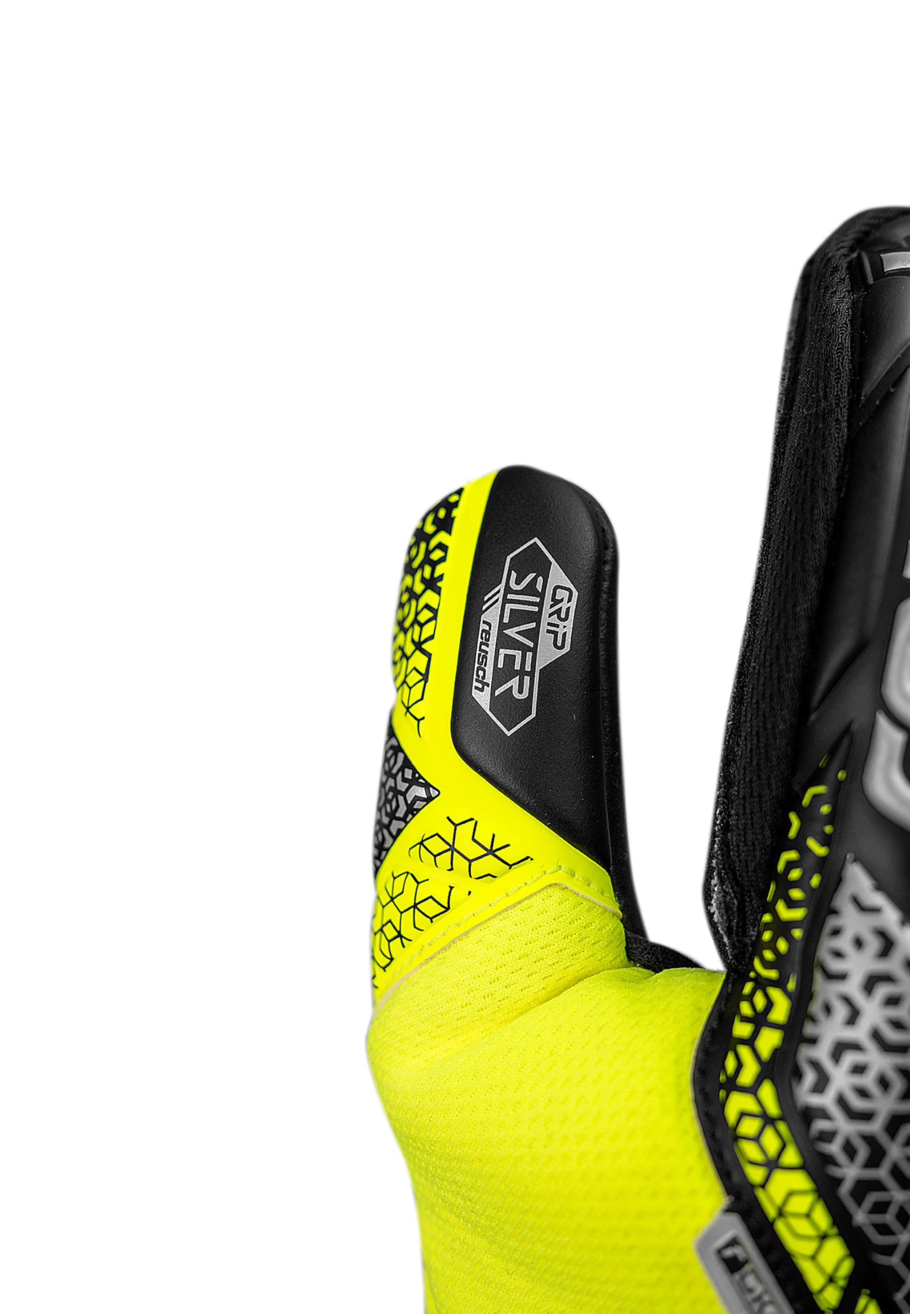 Reusch Torwarthandschuhe Unisex Erwachsene | starker Grip, sicherer Halt, Komfort & Kontrolle | atmungsaktiv & robust | für Training & Spiel | Rasen & Kunstrasen | Größe 7-11 | Attrakt Silver