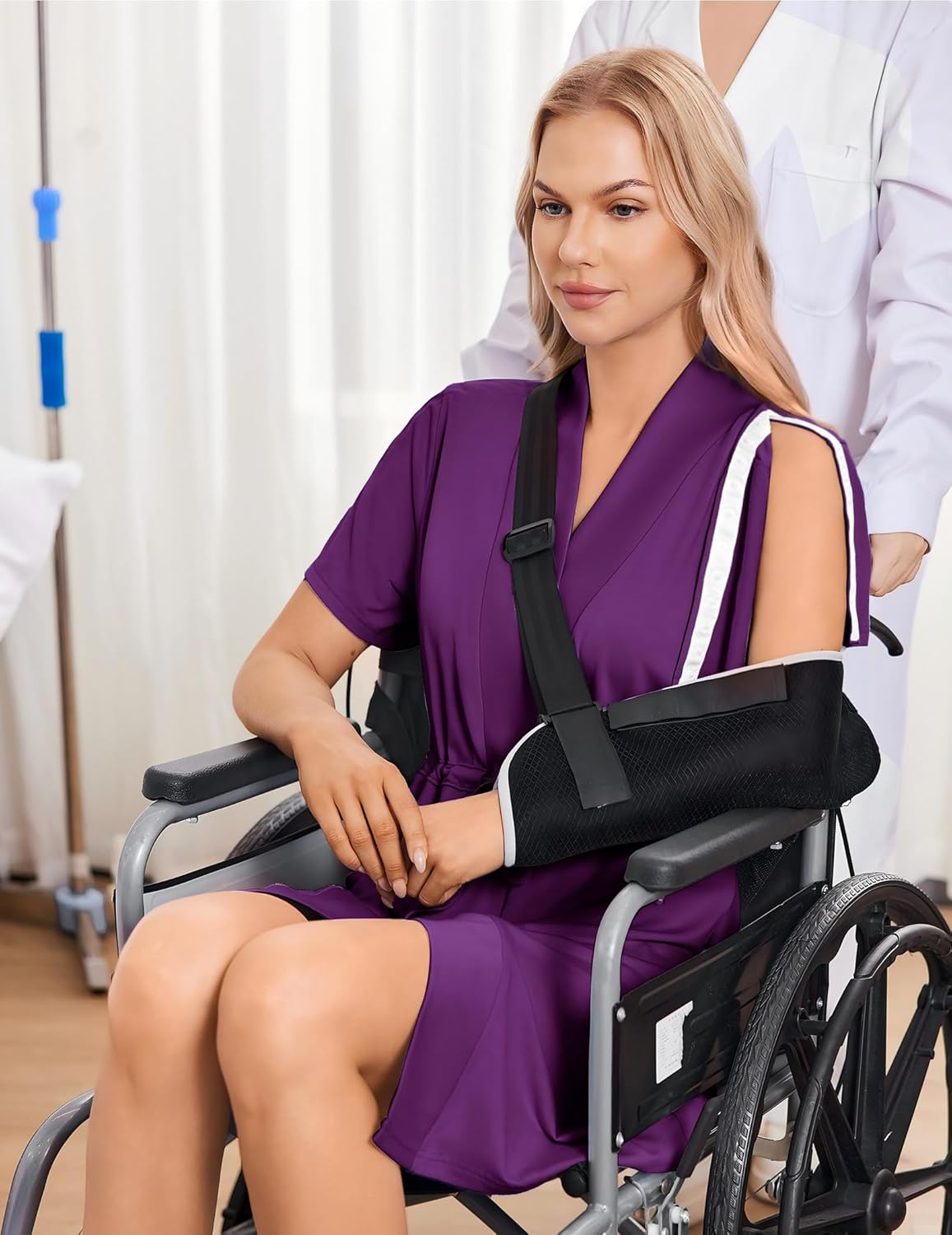 Deyeek Women's Post Surgery Mastectomy Robe with 4 Internal Drain Pockets Short Sleeve Adaptive Nightgowns Pajama Dress Shirt - Image 5