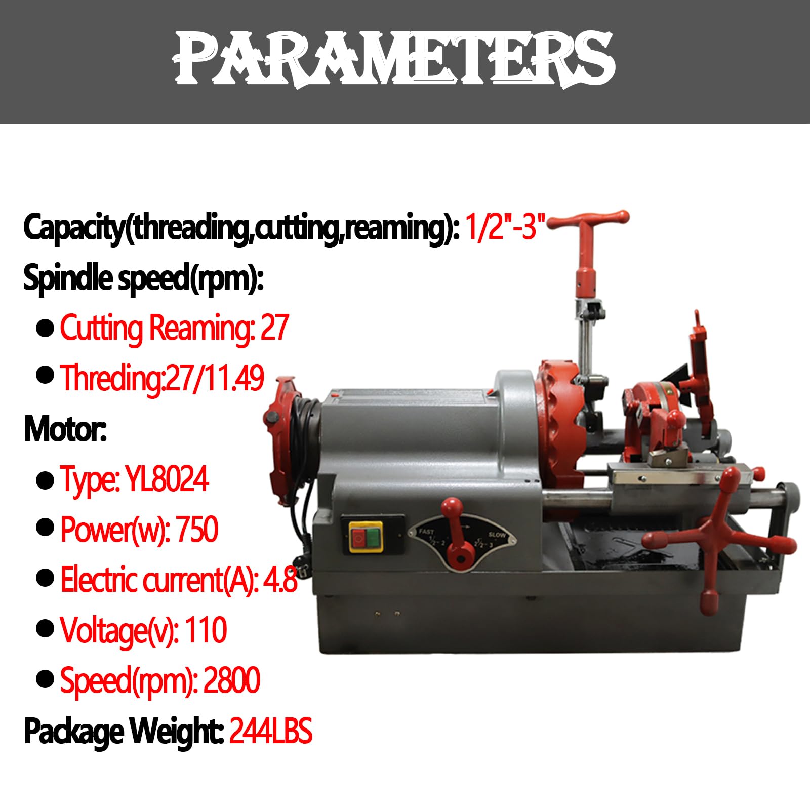 WYDDDARY Electric Pipe Threading Machine Threading Cutter with 1/2