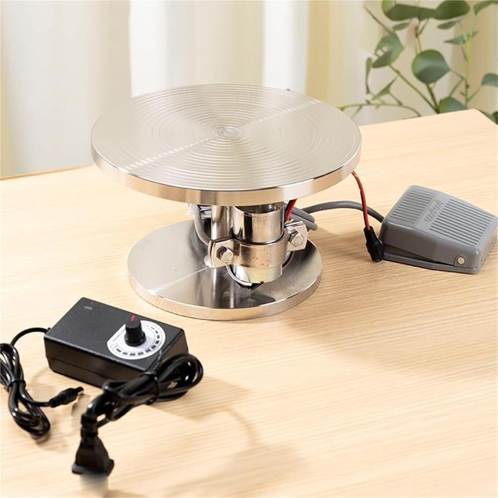 Elektryczny gramofon ceramiczny, mini koło garncarskie z pedałem nożnym, regulowana prędkość do formowania ceramicznego i rękodzieła DIY
