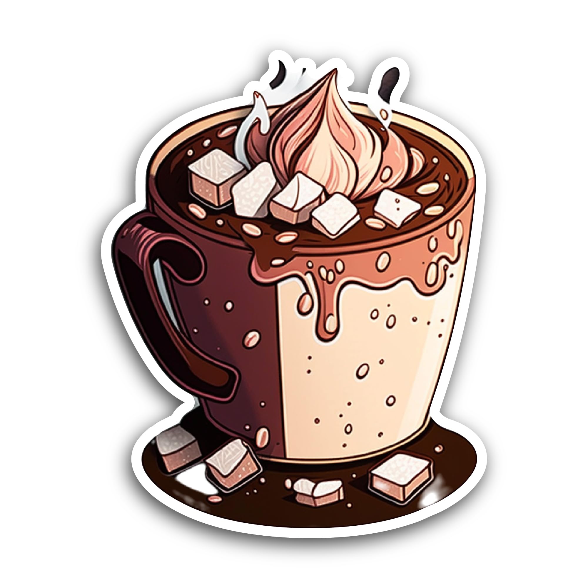 2 (Pieces) 3" and 5" Hot Chocolate Sticker, Waterproof Vinyl Decals for Many Purpose Like Cars, Trucks, Laptops, Phones, Windows and More