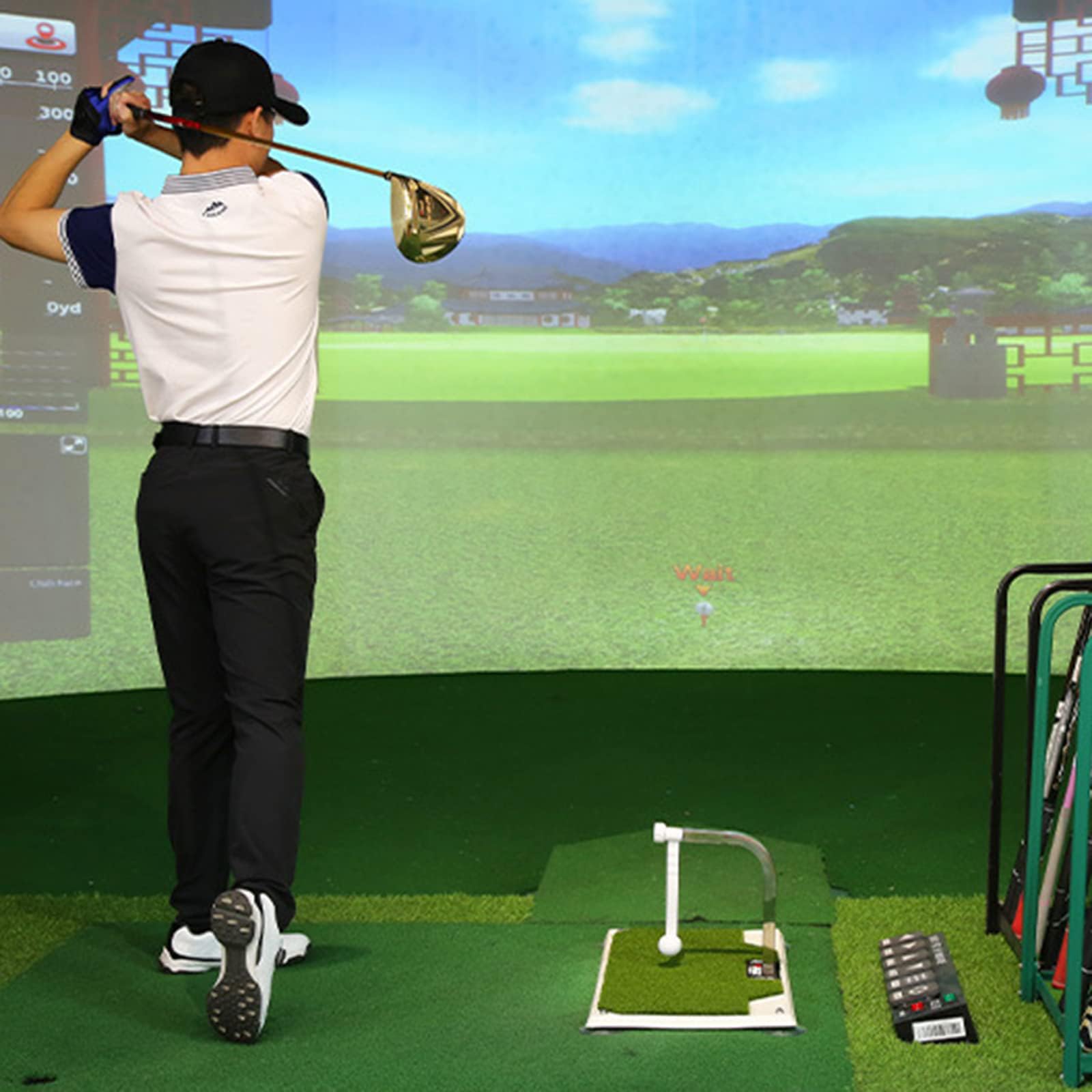 Alfombrilla de entrenamiento de golf con altura ajustable, ayuda de práctica de swing para uso en interiores y exteriores