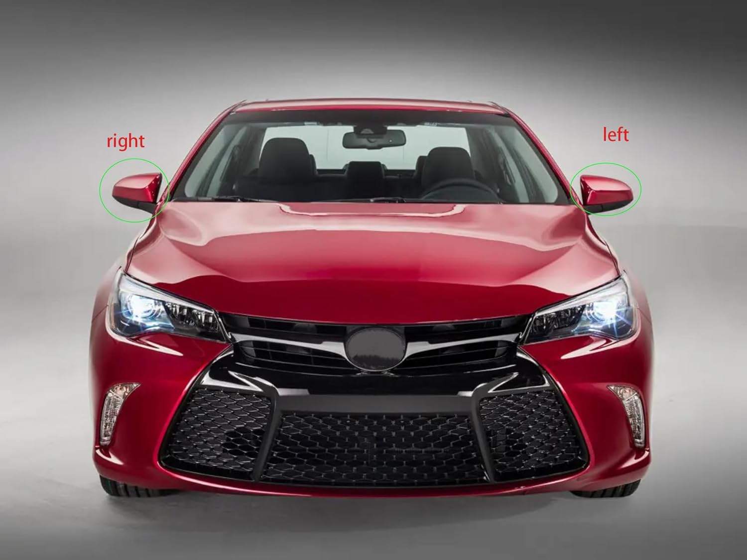 Left Driver Side Car Mirror Cover Replacement Compatible With 2012-2017 Toyota Camry Rearview Mirror Cover without Turn Signal (Red right)