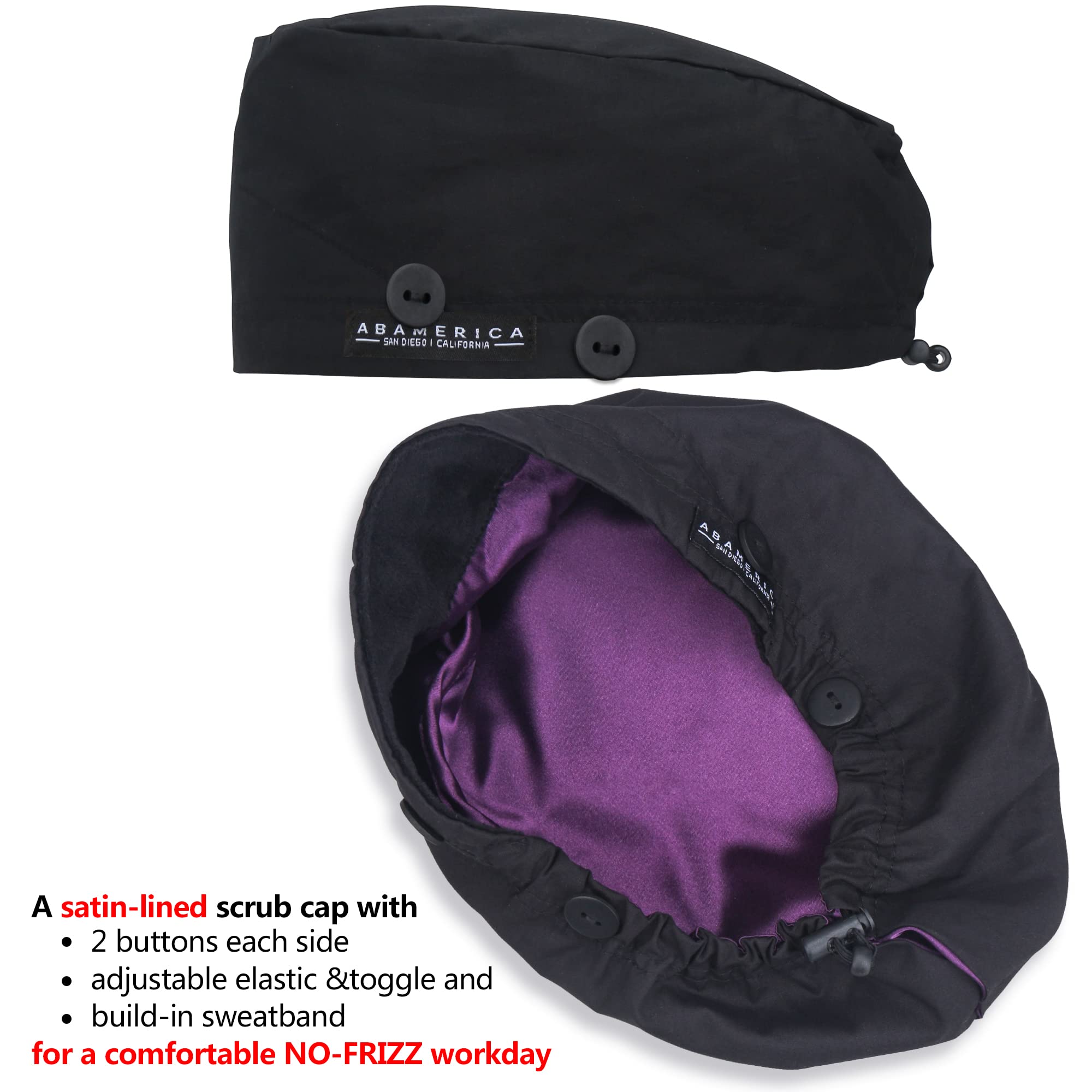 ABAMERICA Working Caps with Button and Sweatband, Adjustable Working Hats for Women Men, One Size(Tie Back or Toggle)