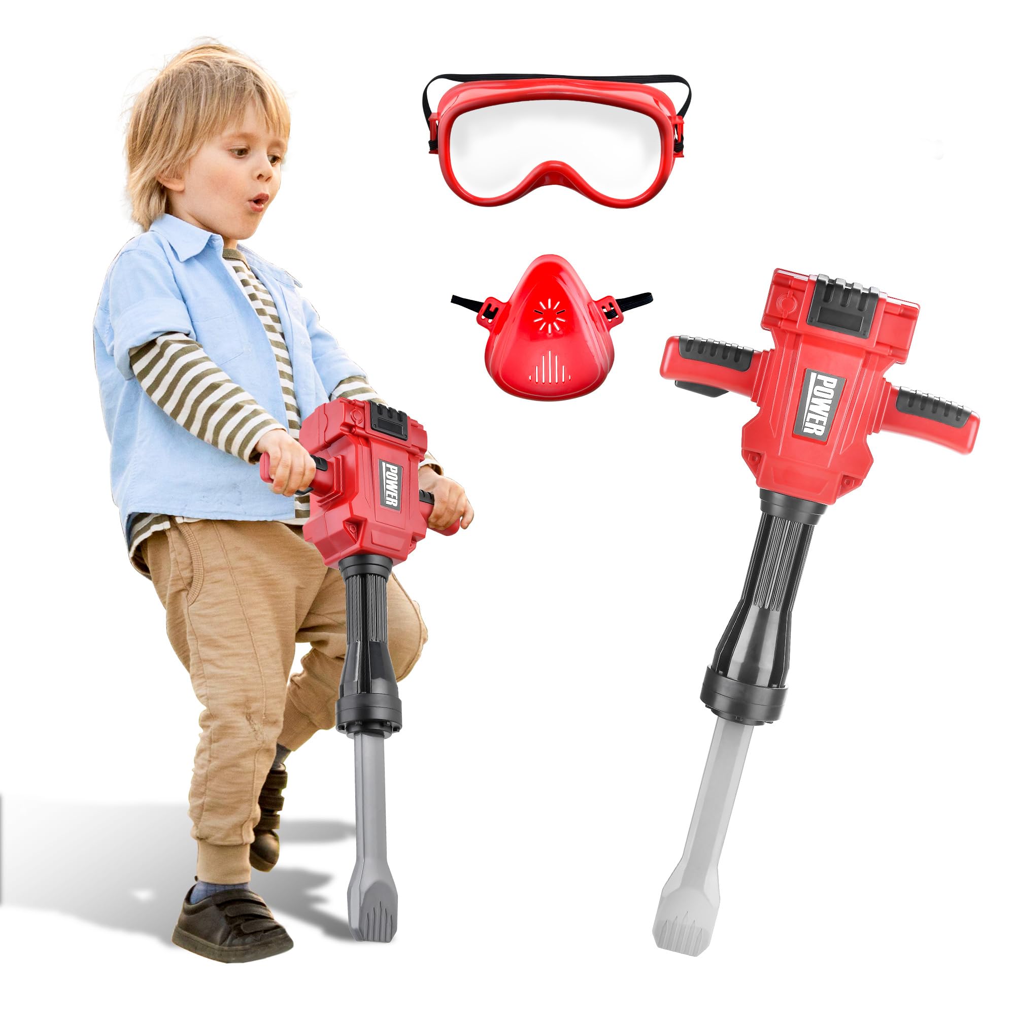 Toy Choi's Kids Jackhammer Toy Drill - Breaker hammer with Realistic Sound & Action, Battery-Powered up-and-Down Motion of Drills, Pretend Play Toys for Boys Girls Aged 3+ year old — image 1