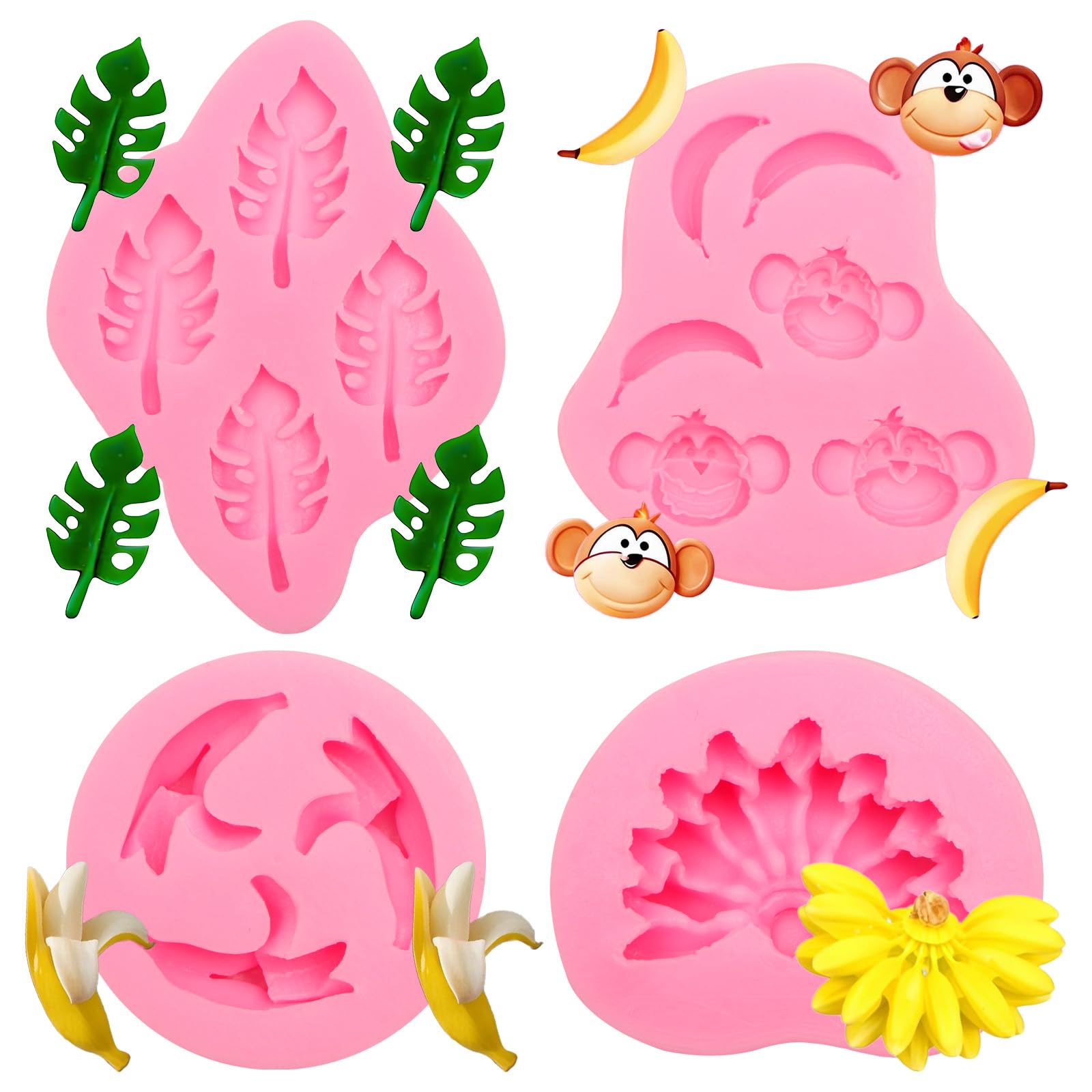 Affen- und Bananen-Silikonformen, 3D-Formen mit Bananen- und