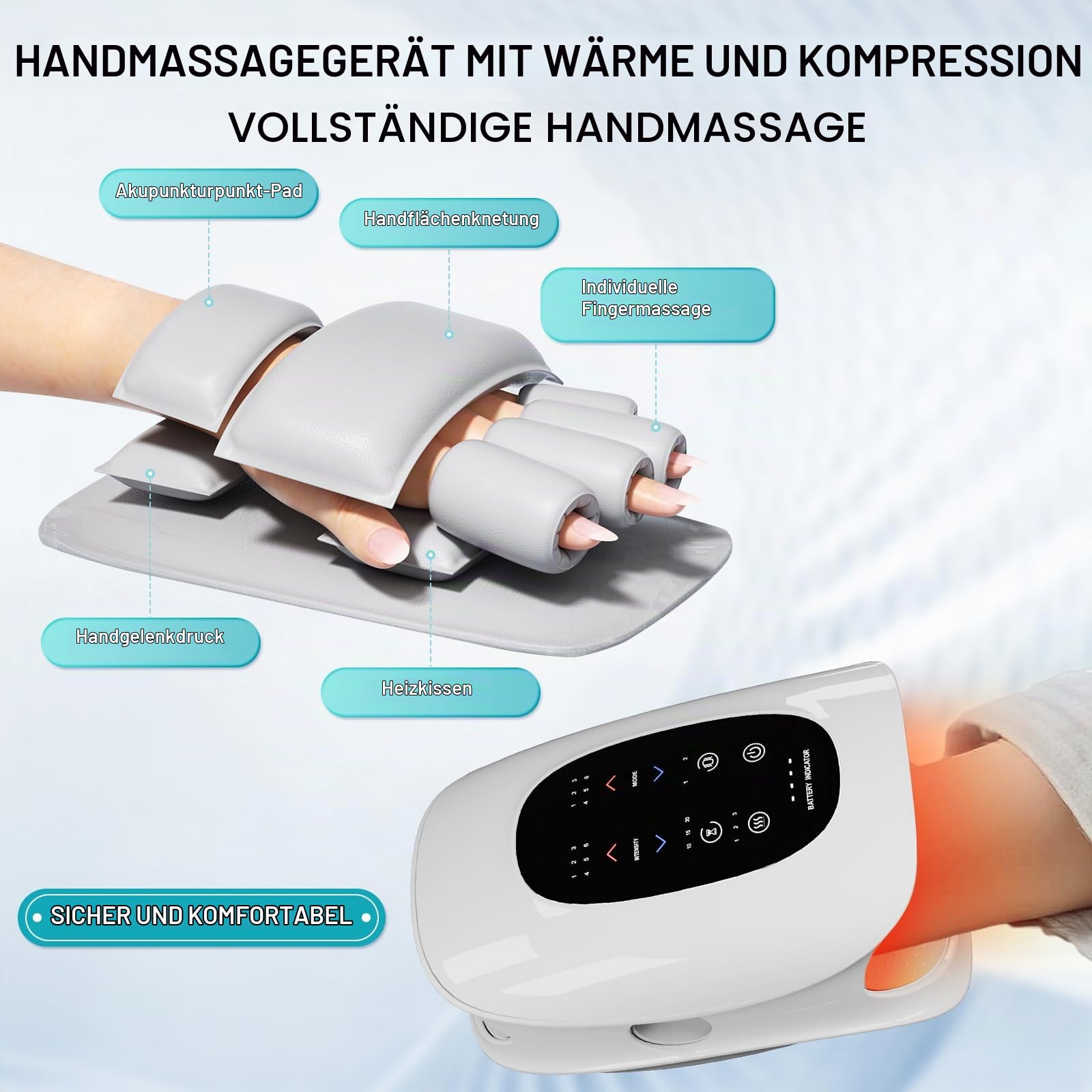 Elektrische Handmassagegeräte, Elektrische Handmassage mit Heiz- und Pressfunktion, Zur Schmerzlinderung, Handmassagegeräte für Die Meisten Menschen Geeignet