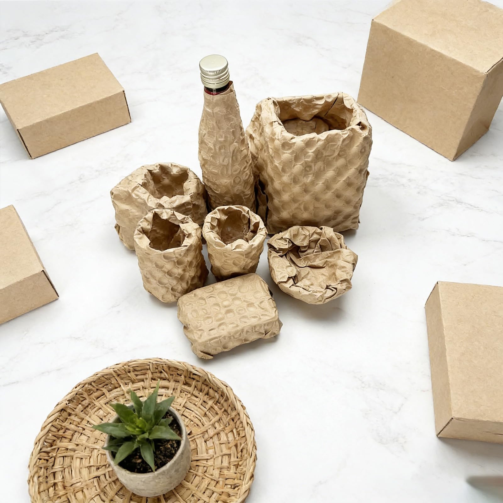 100 piezas de espuma reciclable de burbujas de papel, móviles, frágiles