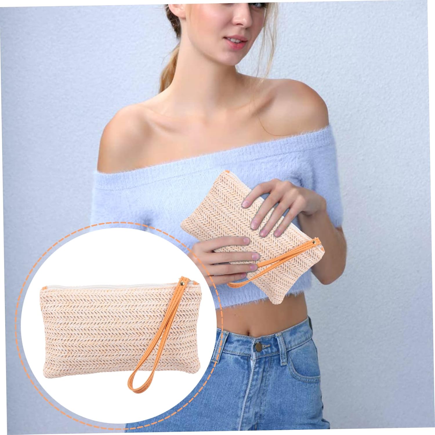 BESTYASH Woven Straw Handbag Summer Beach Clutch Bag for Women Stylish Mobile Phone Purse for Outdoor and Casual Use