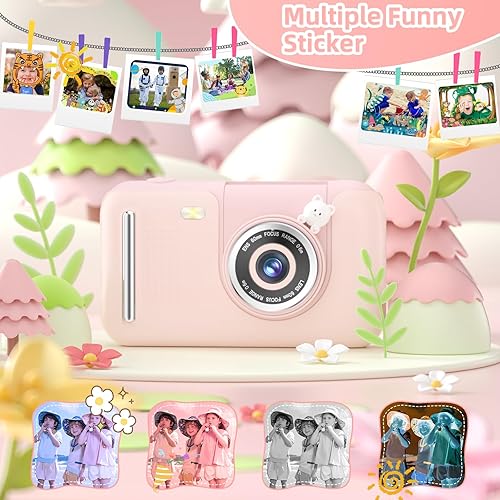 Miniatura 4 de Cámara para niños para niñas de 3, 4, 5, 6, 7, 8, 9 años, cámara selfie de video HD 1080P con tarjeta SD de 32G, juguetes de cámara digital para Rosa