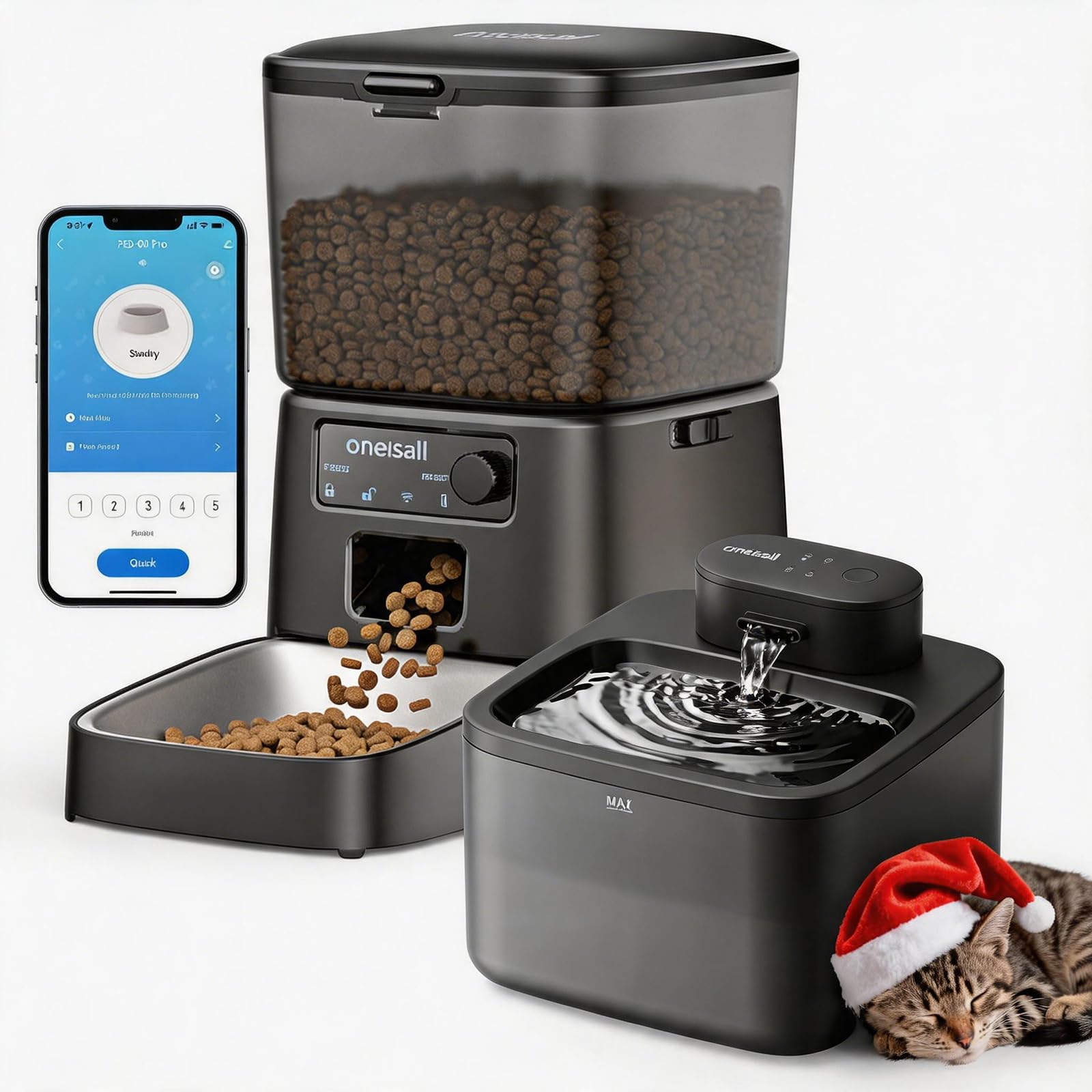 Oneisall Pack Intelligent: 5L Distributeur Croquettes Chat