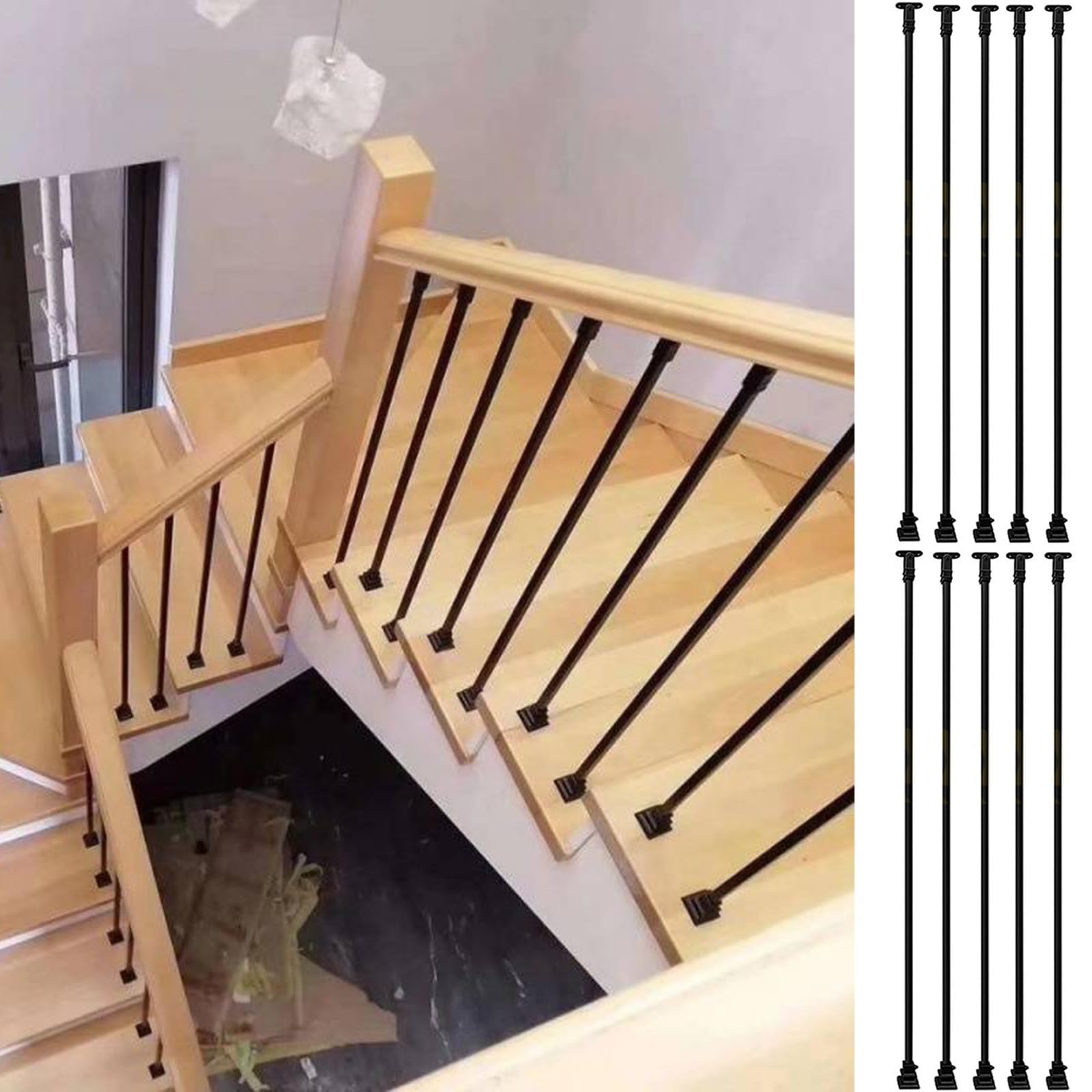 Balustre escalier fer noir mat haut de gamme pour garde-corps design de grenier