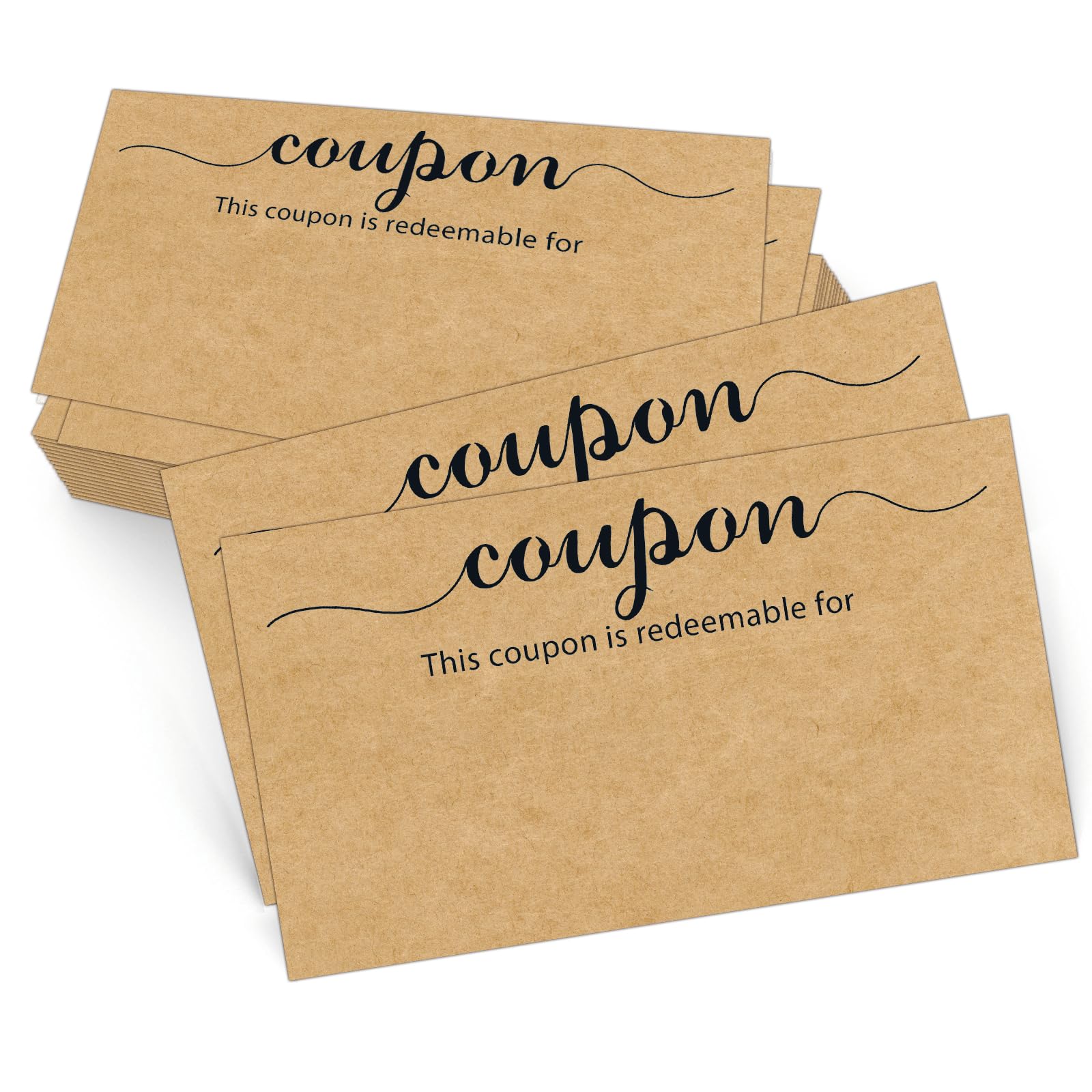 MOKTREGD 200 Pack Blank Coupon Cards Kraft, 3.5"x2" Gift Cards, Little Make Your Gift Certificate, Vouchers for Present, Holiday, Valentines Simple
