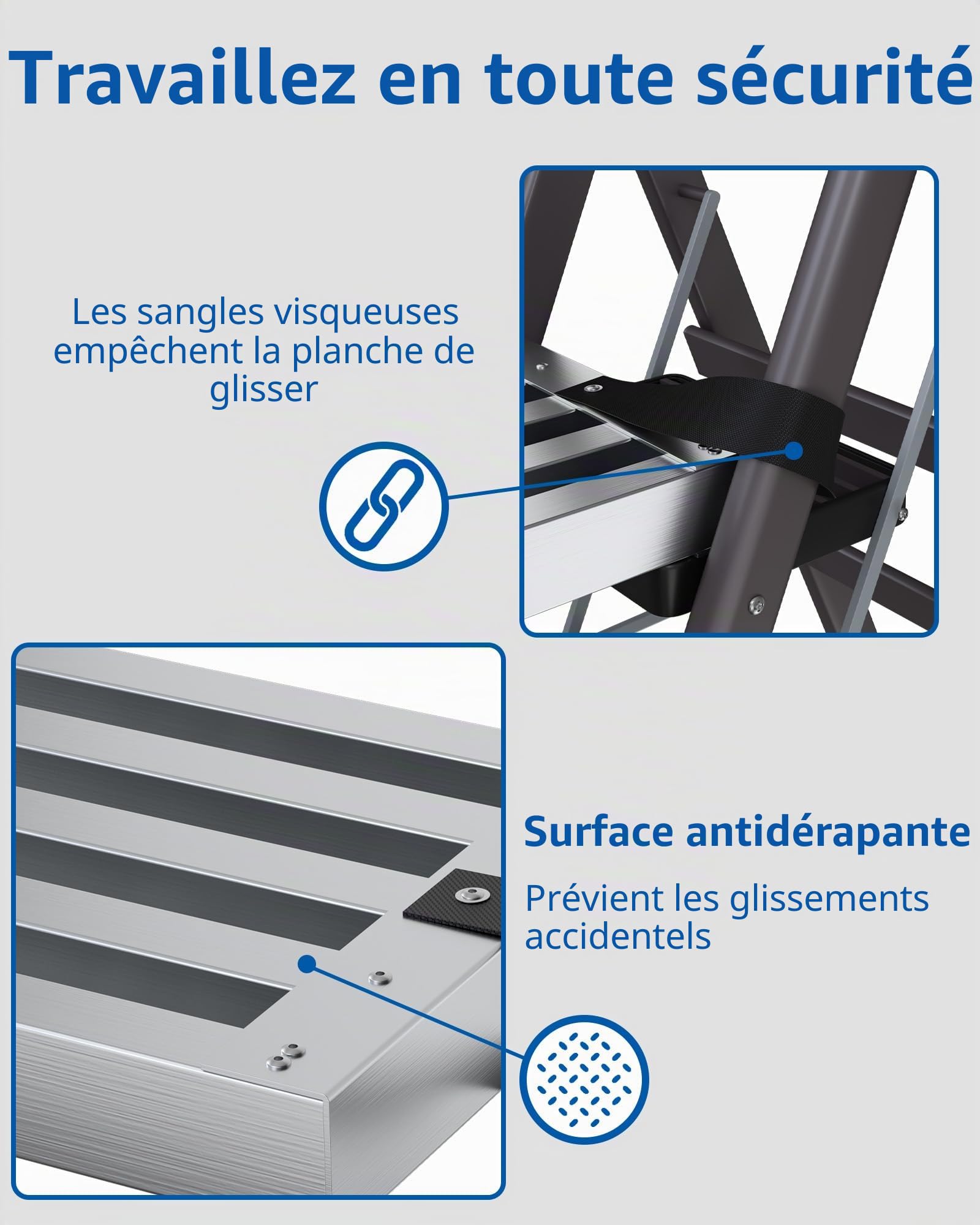 Garvee Plateforme de Travail télescopique Aluminium – Antidérapante, capacité 200 kg, Accessoire échafaudage et échelle, Robuste rénovation Maison, Taille télescopique 6-9ft