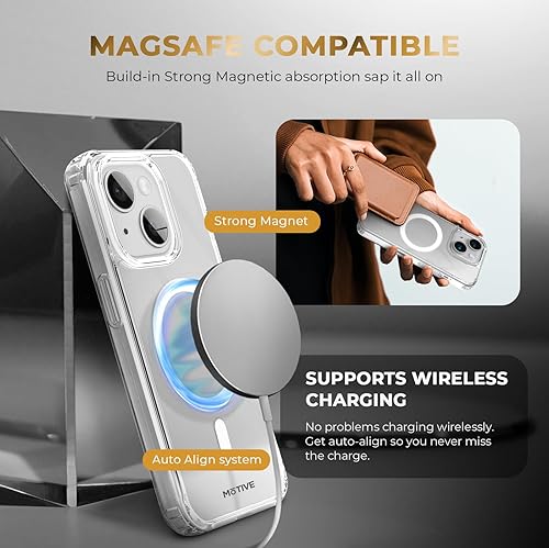 Miniatura 3 de MOTIVE Funda magnética transparente para iPhone 15 con clip para cinturón, (diseñada para Magsafe), protección militar contra caídas, funda delgada