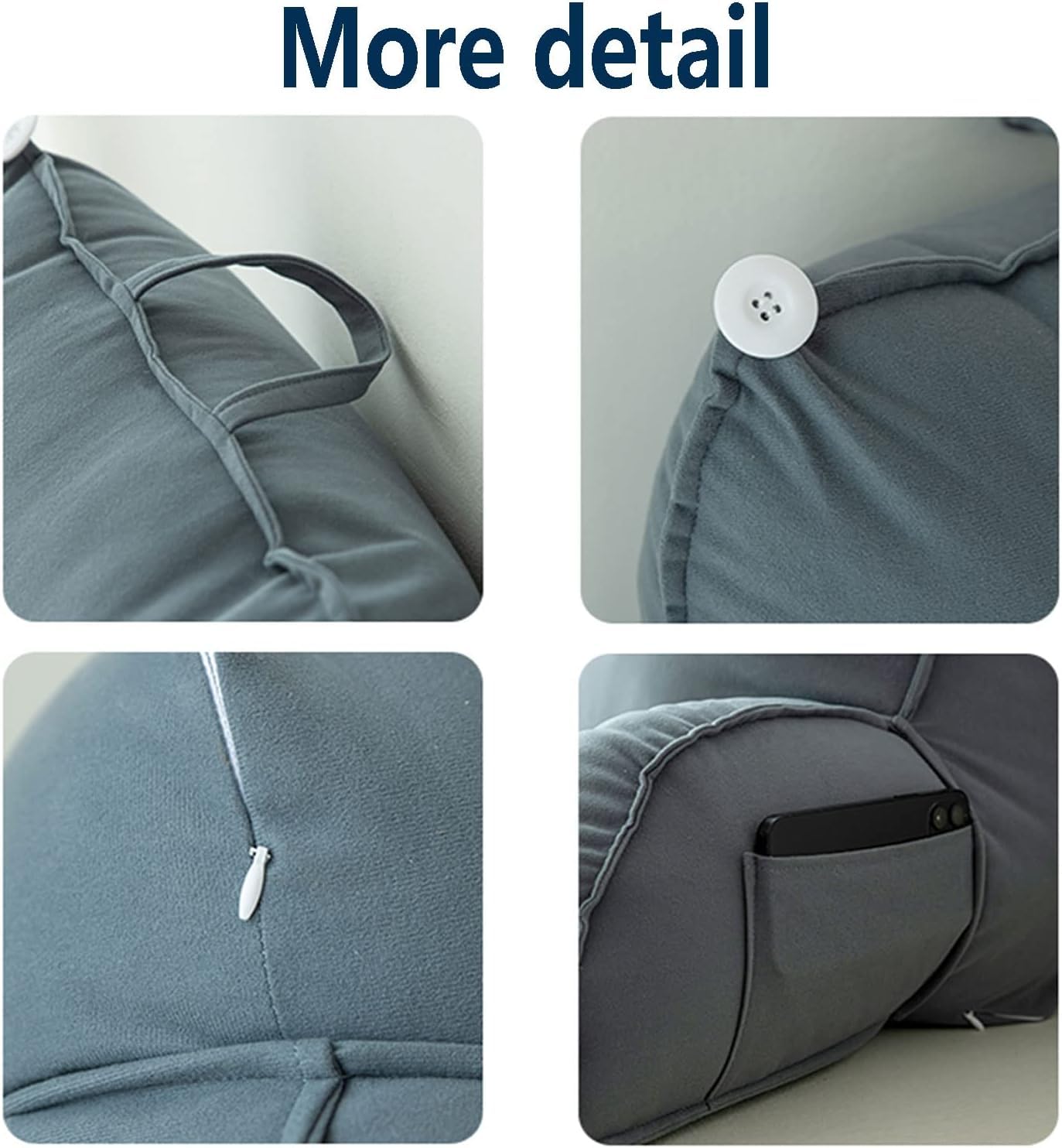 HEATHE Oreiller de Lecture avec Accoudoirs, Coussin Dossier Lit Ergonomique, Support Dos et Cou Repose Nuque, Coussin Incliné Lavable pour Lecture Canapé Salon Adulte Senior (Blue Gray)