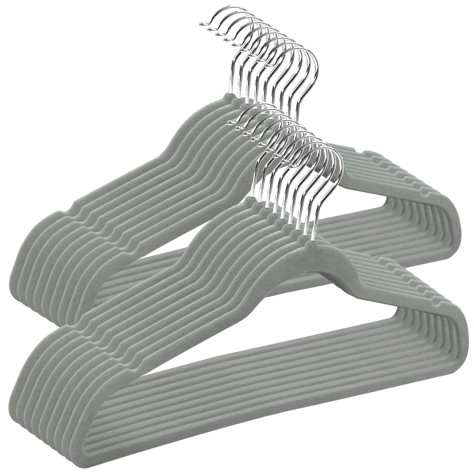 FAST FORWARD PKVelvet Hangers Non Slip Felt Hangers Space Saving Clothes Hanger Velvet Hanger Heavy Duty Adult Hanger For Coat, Suit (50 Pack, Grey)