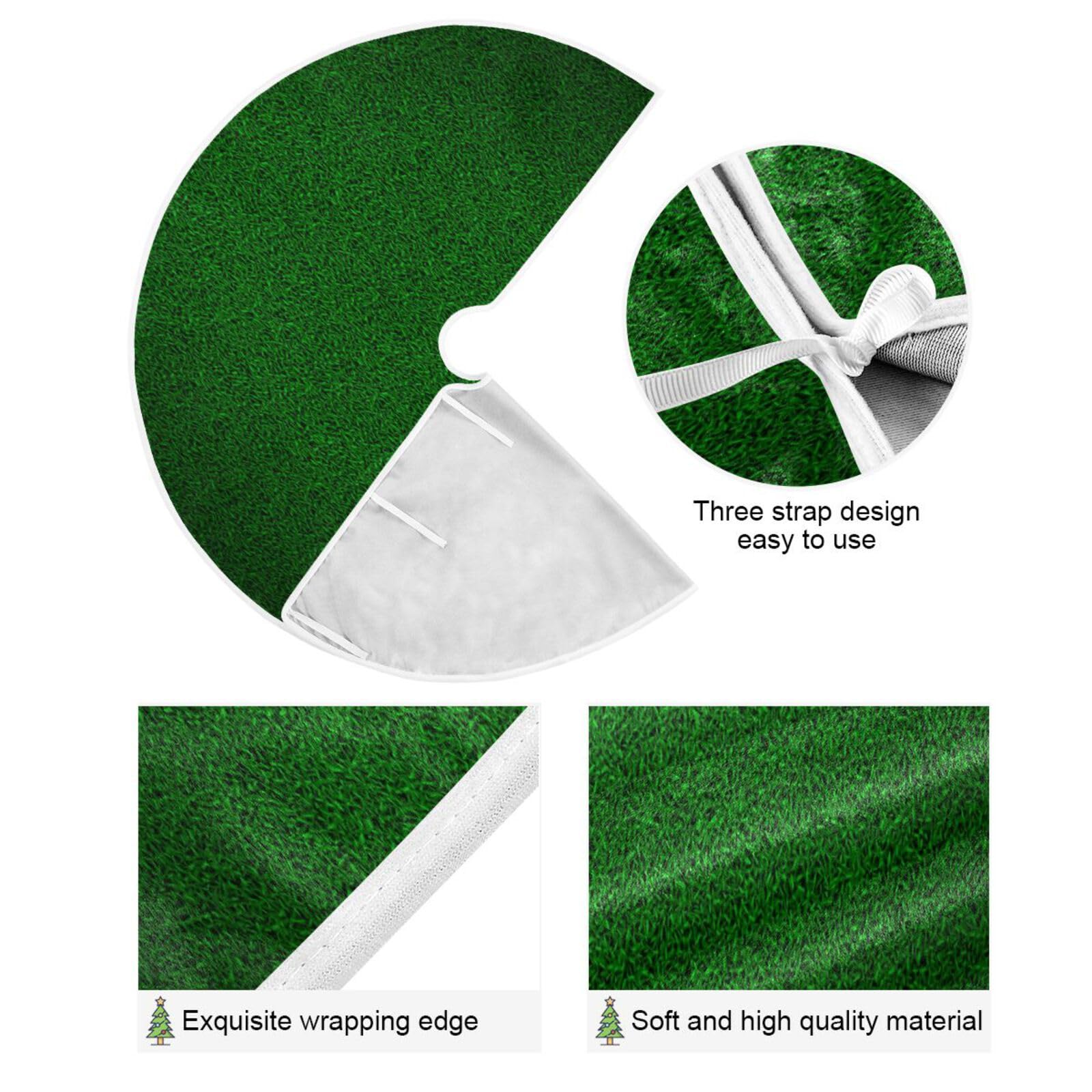 xigua Green Grass Texture Christmas Tree Skirt 47.2inch,Xmas Tree Skirt for Home Indoor and Outdoor Christmas Tree Decoration,Saint Patrick's Day,Valentine's Day,Christmas Party