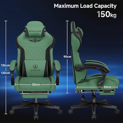 Miniatura 3 de GTPLAYER Silla para videojuegos, sillas de videojuegos con reposapiés y soporte lumbar, silla de computadora para adultos con respaldo extendido,