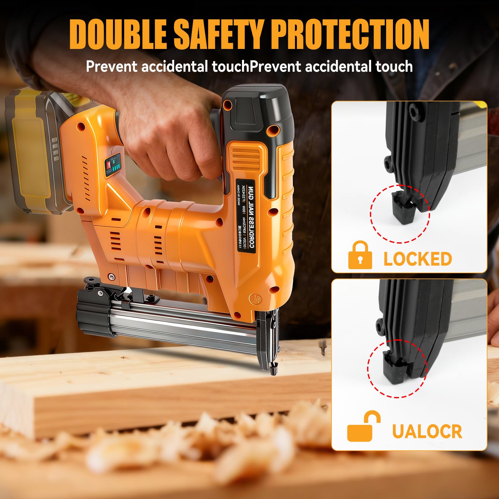Chiodatrice senza fili da 18 GA per Dewalt 18 V batteria (senza batteria), 2 in 1 senza spazzole, pistola per unghie, pinzatrice, chiodatrice con 1000 chiodi e 1000 punti metallici, per progetti fai