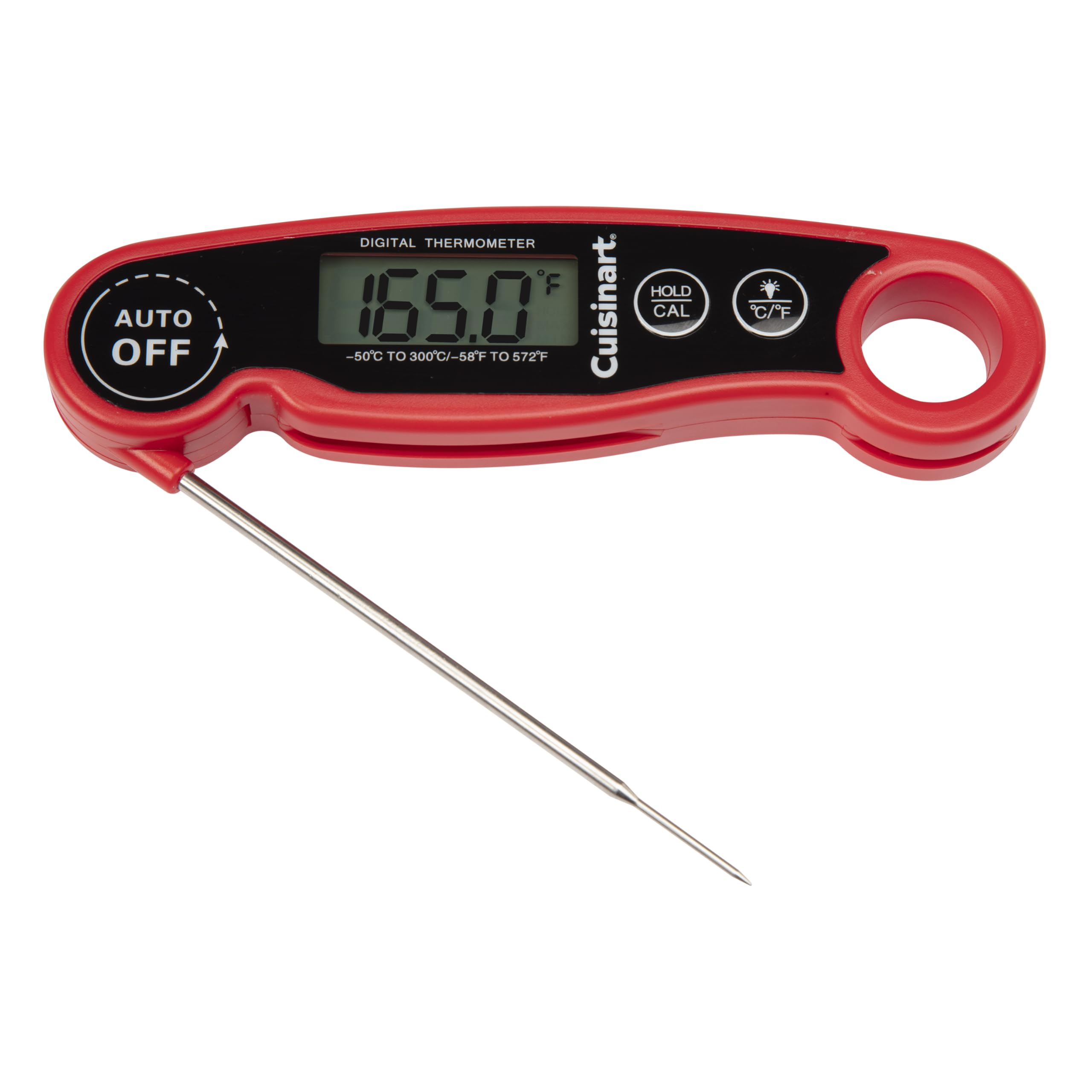 Cuisinart Termometro digitale LCD a lettura diretta, termometro per carne impermeabile per casa e barbecue, termometro digitale per griglia con calibrazione e retroilluminazione, gadget per la casa