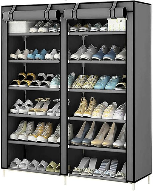 AllRight 6 Tier Shoe Rack Shoe Storage Cabinet with Dustproof Cover Shoe Storage Organiser for 36 Pairs Of Shoes Multifunctional Shoe Organizer Stand for Heels Sneakers Boots115 x 30 x 110 cm (Grey)