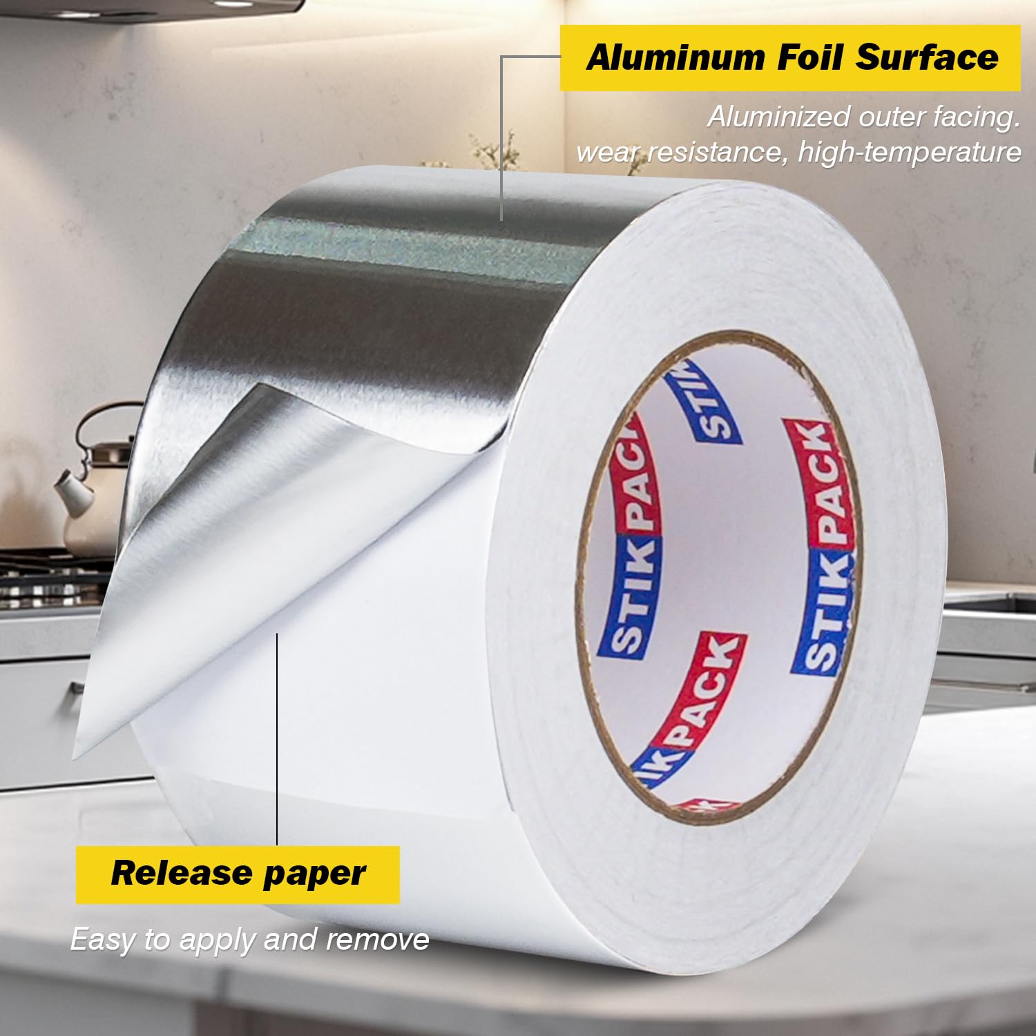 Aluminum Foil Tape 6 inch x 165ft (55 Yards) Heavy Duty HVAC Duct Tape for Ductwork – High Temperature Silver Foil Tape for Insulation, Metal Repair, Exhaust Sealing & Patching
