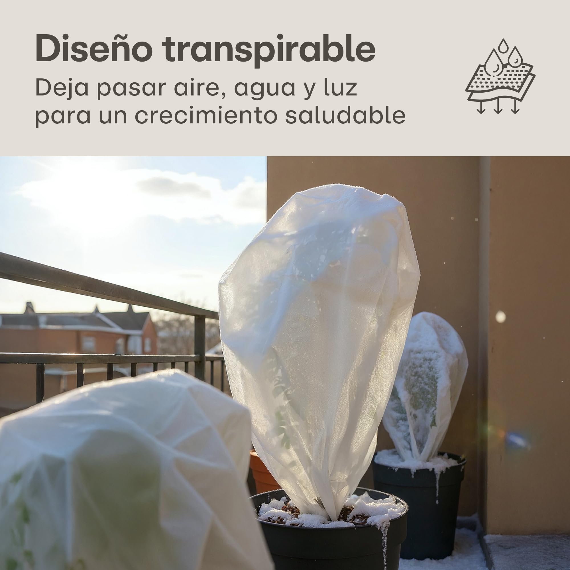 Praknu Manta de Malla Termica Antiheladas para Plantas en Rollo 50 g/m² – 20 m × 1,6 m – Resistente y Transpirable – Resiste a La Exposición UV