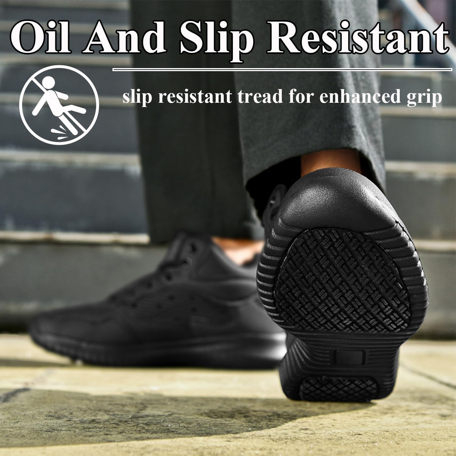 Non Slip Work Boots for Men Oil Resistant Food Service Shoes Comfortable Slip On Chef Shoes for Restaurant Hospital