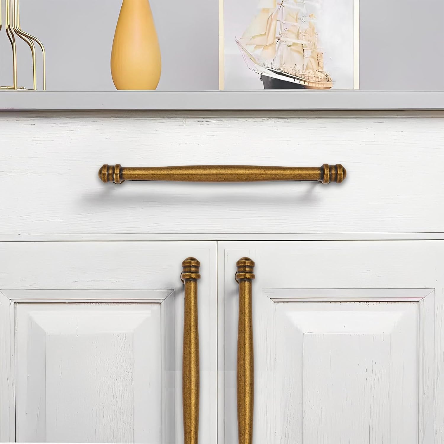 KHTUMEWARE-80375 Antique Brass Appliance Pulls CTC 12 in (305 mm) in Antique Brass — KHTUMEWARE