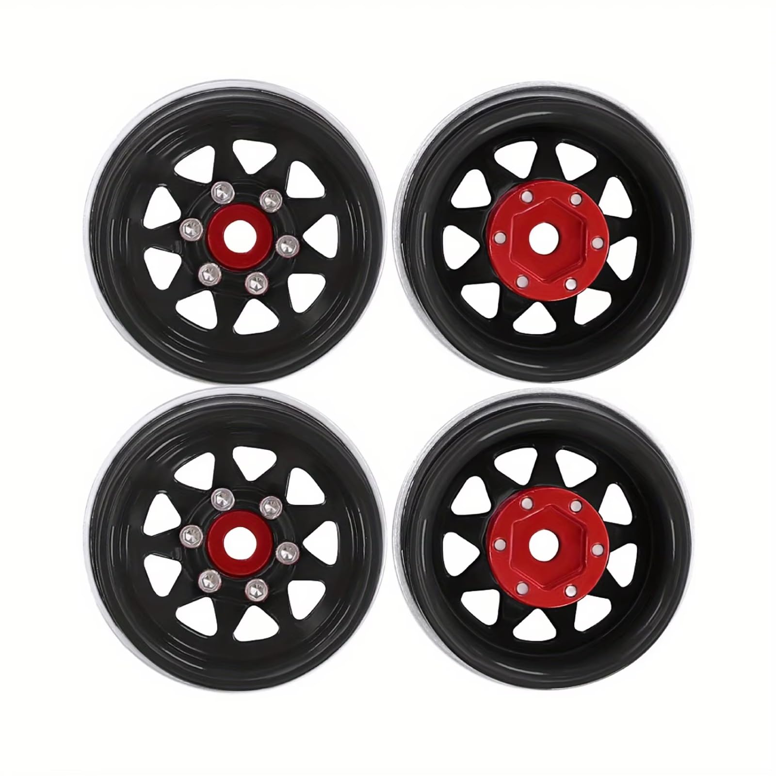 Per Axial Per SCX24 AX24 Per Trx4M 1/18 1/24 Cerchio Beadlock In Alluminio Da 1,0" Con Mozzo In Acciaio Stampato E Piatto Profondo Parti Aggiornamento Auto RC Accessori Giocattoli Rc