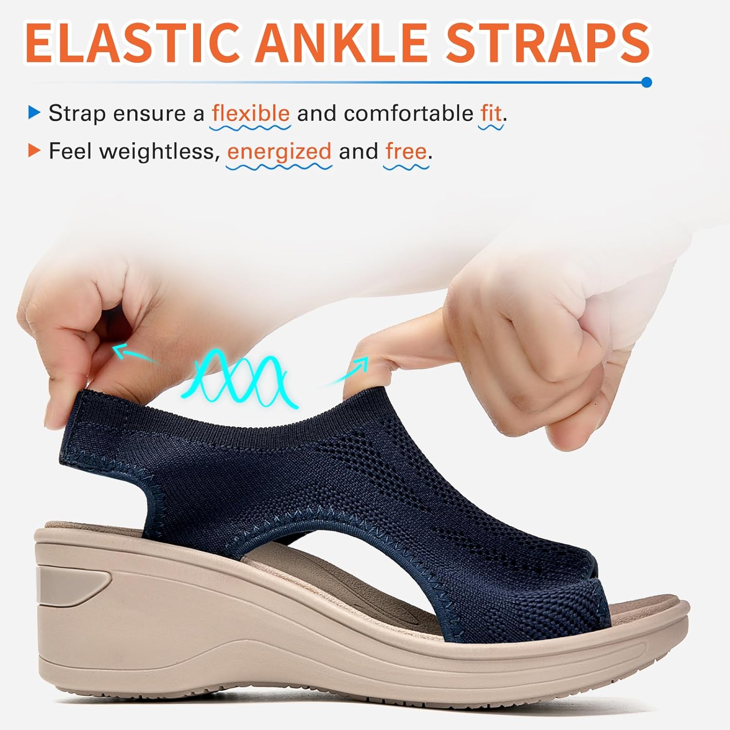 KOIMED Women's Comfortable Platform Walking Sandals With Memory Foam Open Toe Lightweight Breathable Soft Mesh Washable For Summer Travel Casual Beach Outdoor Sport - Image 6