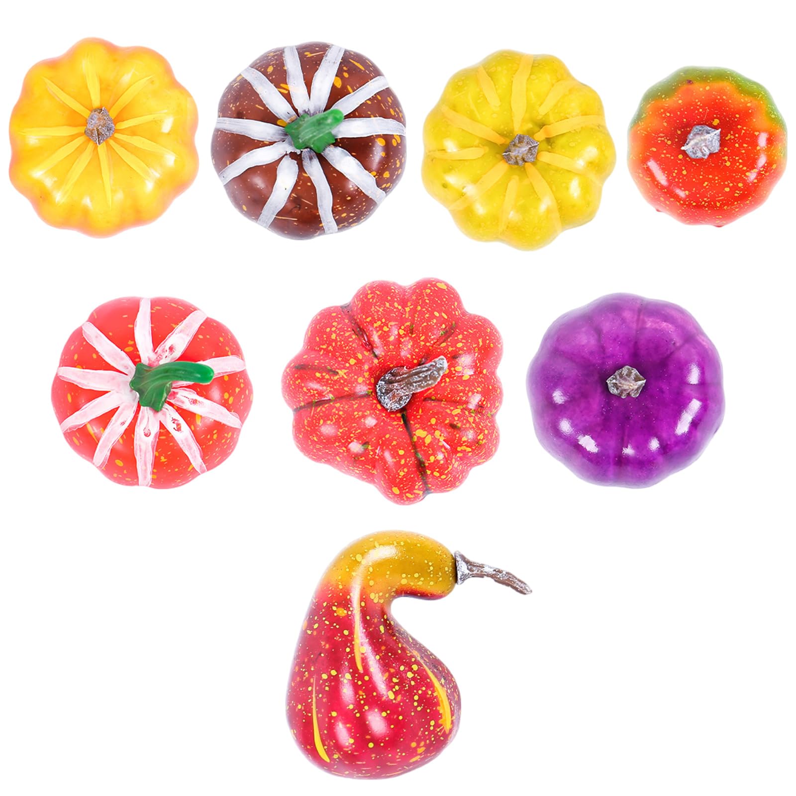 Kalttoy Multicolor 8Pcs Artificial Pumpkins Realistic Fake Foams Pumpkins For Basket Display Photography Props Thanksgiving Decorations Artificial