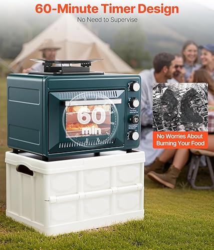 Miniatura 4 de VEVOR Horno de campamento al aire libre, 2 en 1 portátil de gas para acampar, estufa de campamento, fuego ajustable, temporizador de 60 minutos,