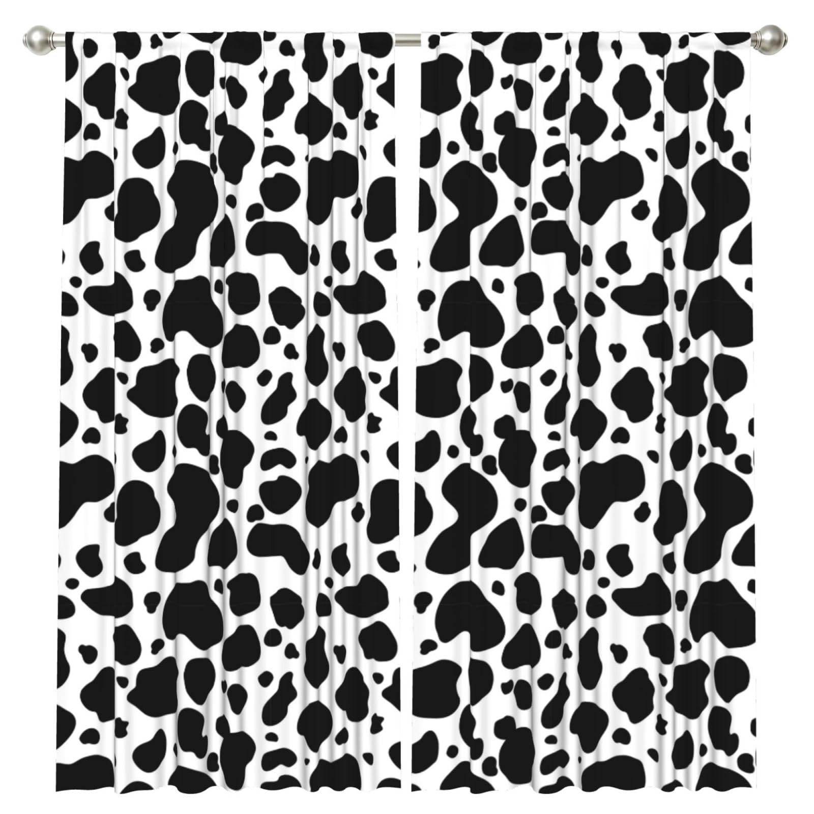 InOmak Cowhide Milk Cow Print, 2 Panels Window Curtains 52 x 84 Inch Blackout Curtains for Living Room Bedroom