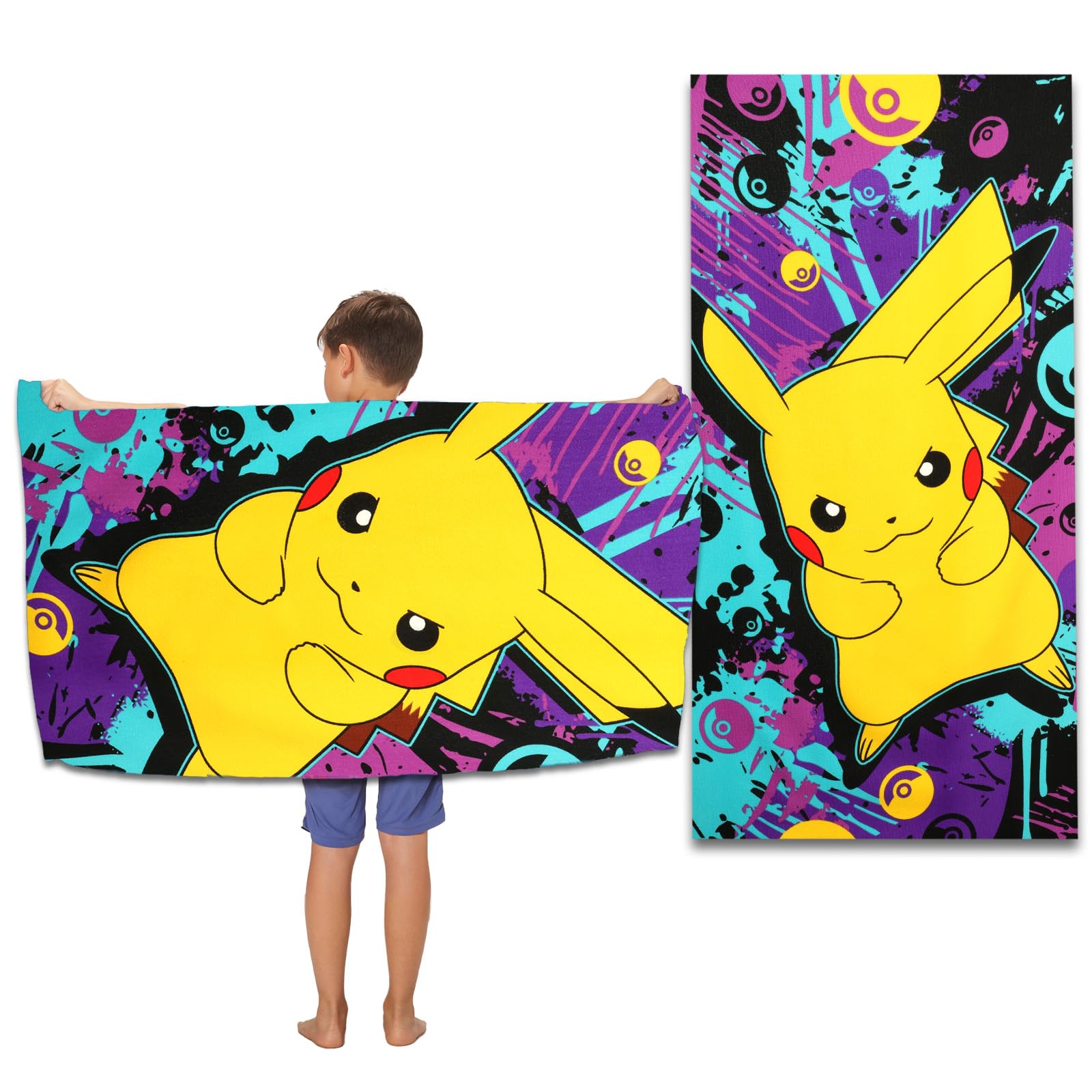 Amazon.co.jp: ポケモンビーチタオルセット - 27x54インチのピカチュウ