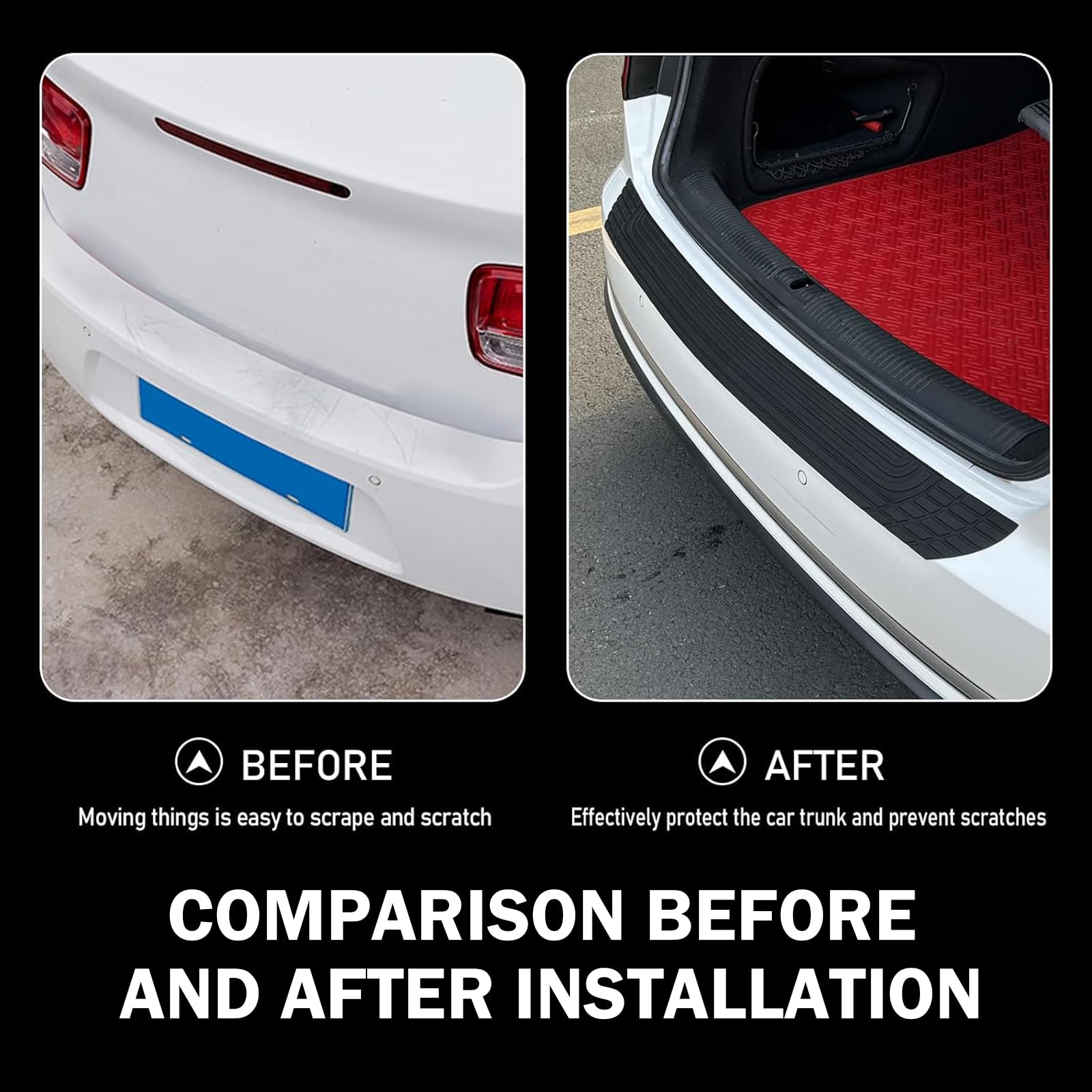 Rear Bumper Protector, 41 x 3.4 inches Universal Automotive Exterior Accessories, PVC Rubber Plastic Anti-Scratch Protection Sticker (Black)