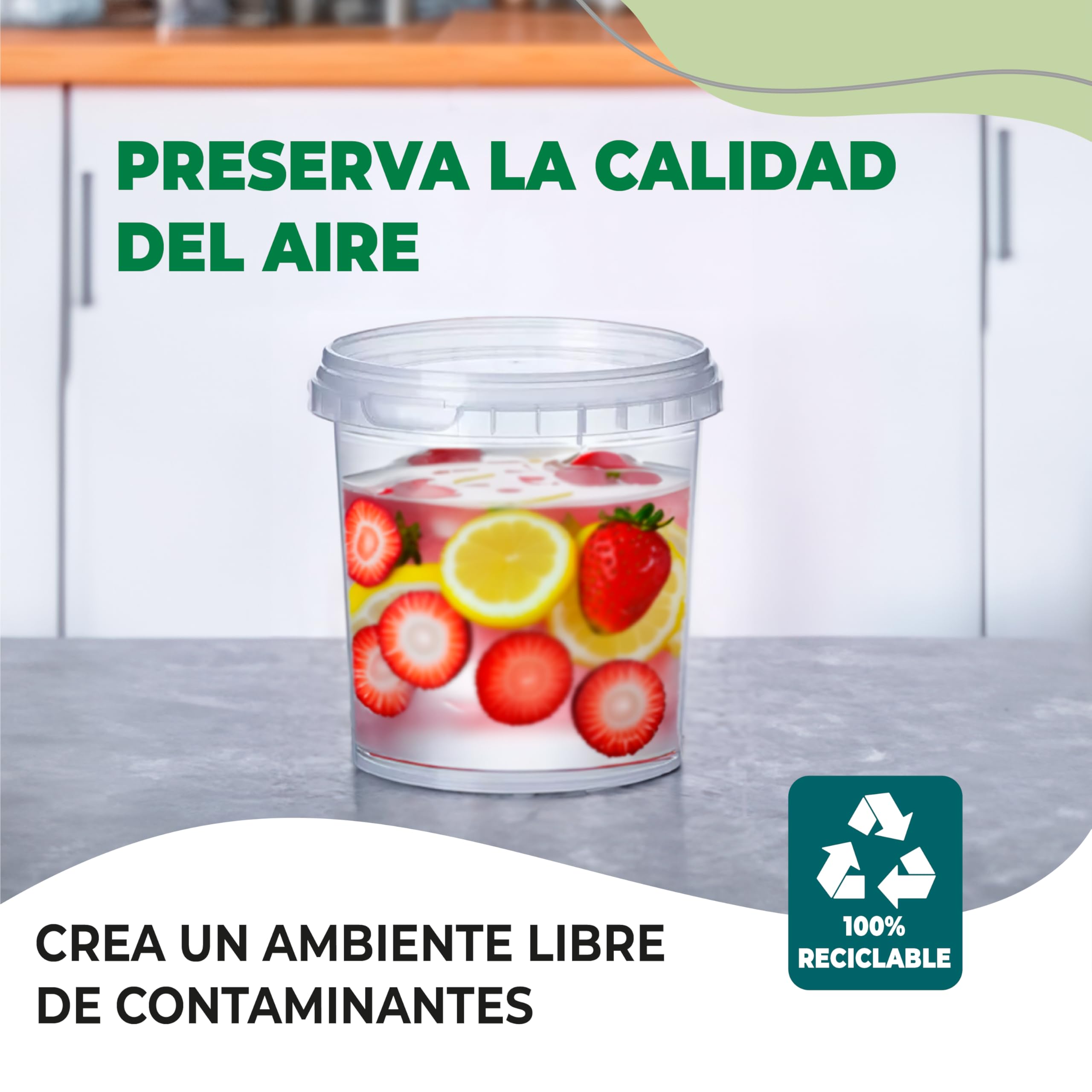 GROWMANIA Pack x50 Cubo Plástico 1L Transparente con Asa – Tupper Hermético Apto para Alimentos, Líquidos y Pintura - Bote Almacenamiento – Tarro Contenedor Resistente