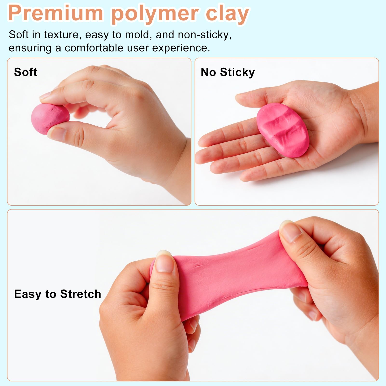 Set di argilla polimerica, 62 colori, per modellare il fai da te, 20 g, kit di argilla morbida, 19 strumenti, 14 accessori e 2 stampi in silicone, non stick, non tossico, ideale come regalo per