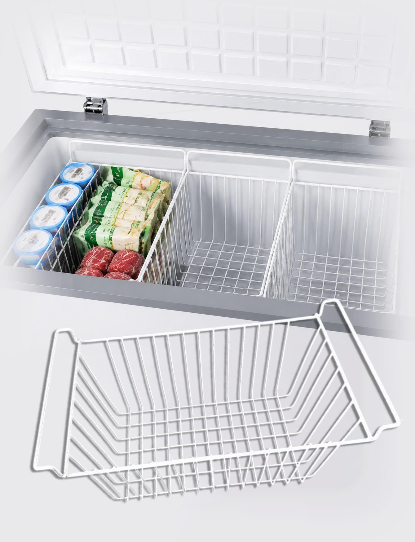 Genérico Divisor de Congelador, Rejilla para Cesta, Estante de Frigorífico | Acero carbono，Tamaño 39-58x22x20cm，Diseño abierto para circulación de aire，Bordes redondeados segu(53x22x20 cm)