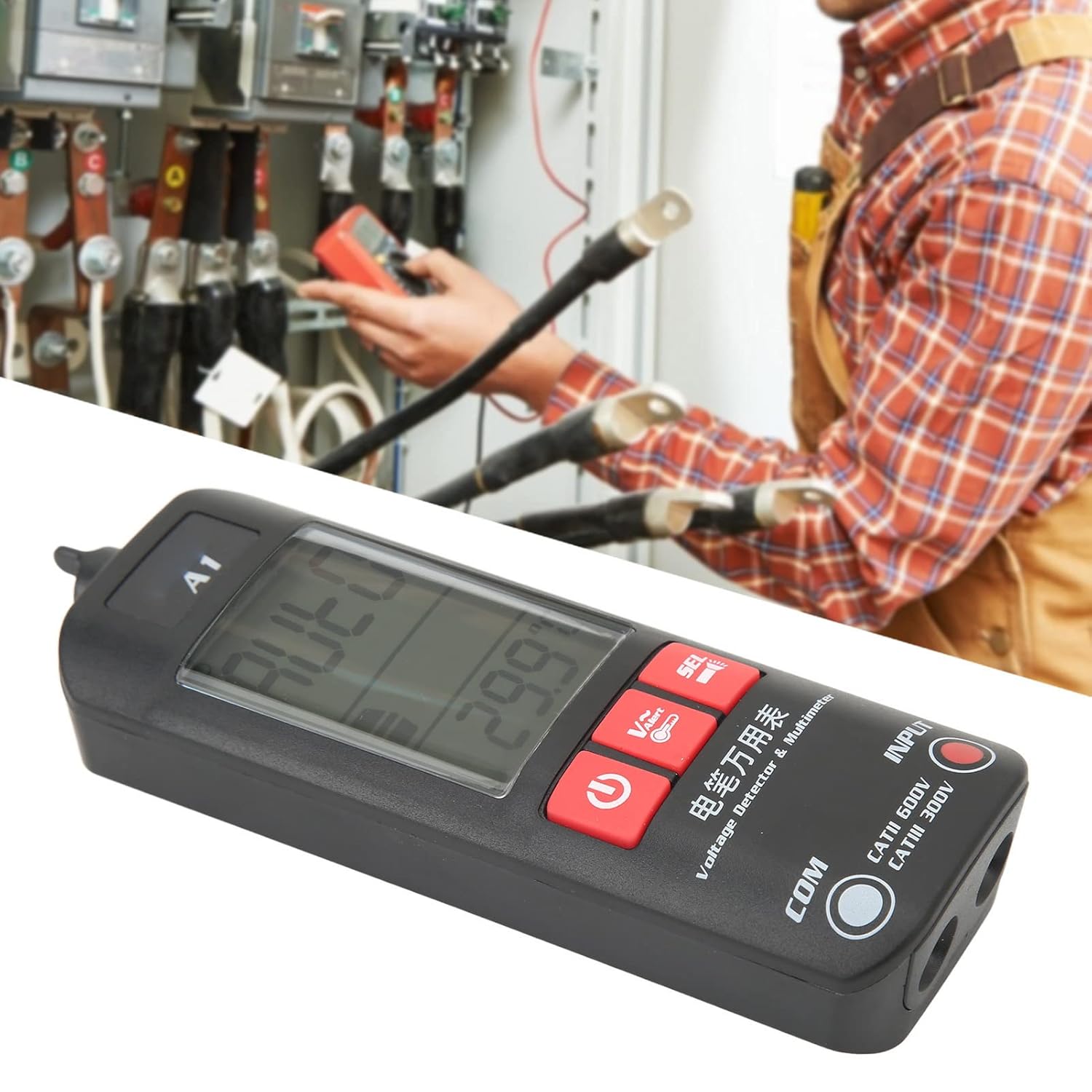 Digital Multimeter with Flashlight, Digital Multimeter, Portable ABS Voltage Frequency Meter Voltmeter Tester for Electronic Testing