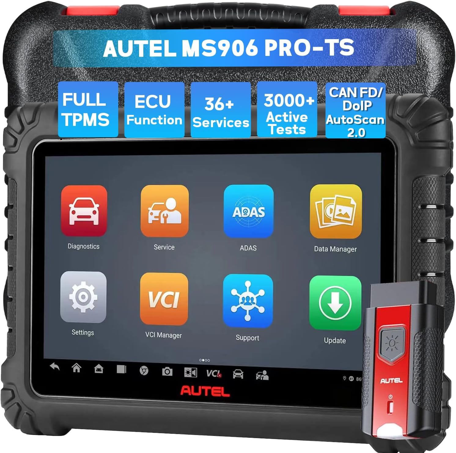 MaxiSYS MS906 PRO-TS Scanner, Up of MS906MAX MS906Pro MP900TS MS906TS MP900BT, Full TPMS Diagnostic, Bidirectional Scan Tool, ECU Coding, 36+ Service, DOIP&CAN FD, FCA, VAG