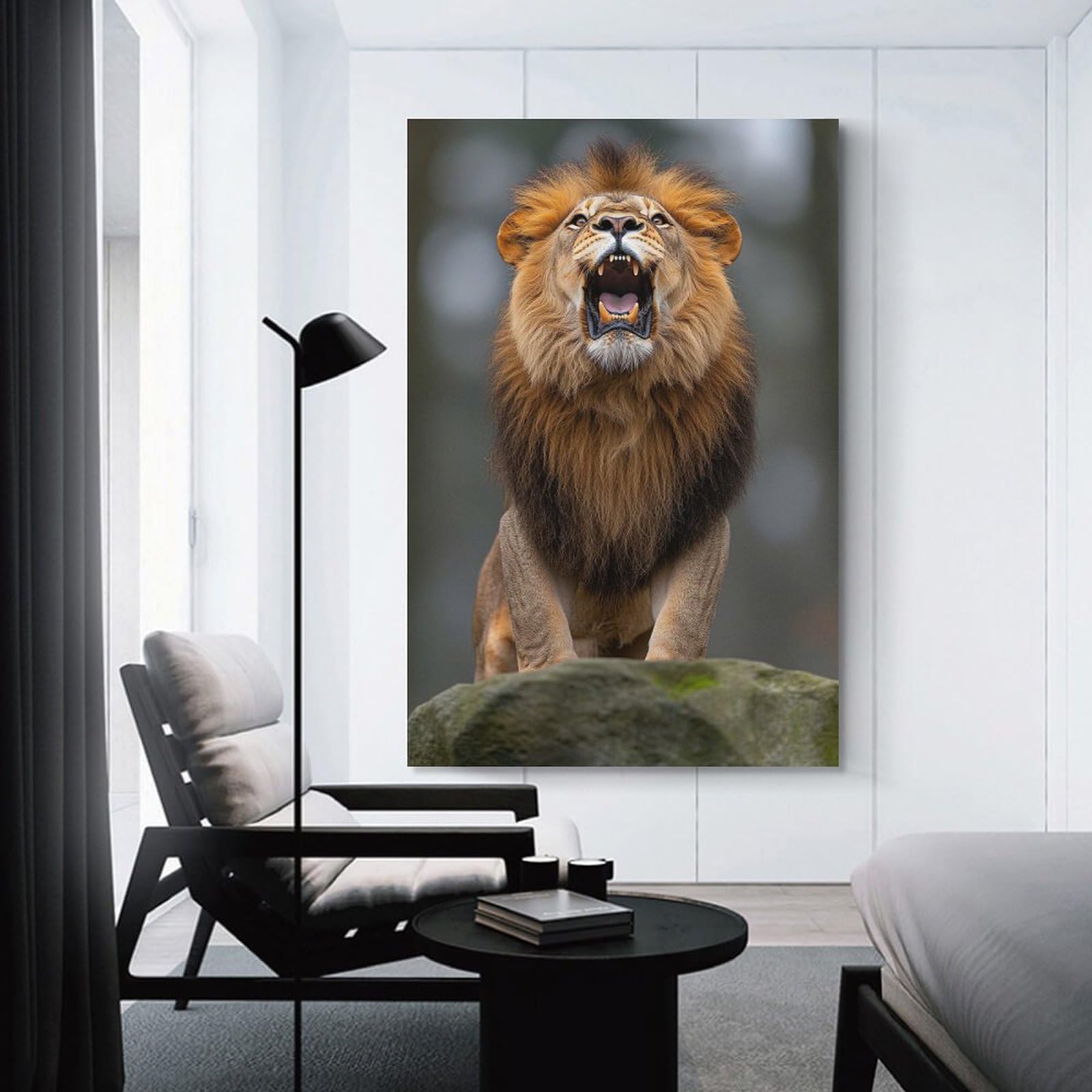 Junmoney Roaring Lion Portrait Decorative Wall Artwork 12x18inch(30x45cm), for Front Hall, Corridor Or Welcome Spaces, Decorative Wall Art for Narrow Spaces