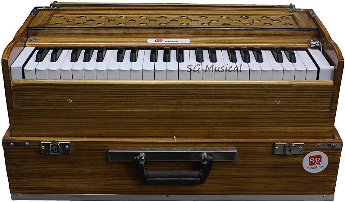 SG Musical 3 1/2 Octave Folding Harmonium Quality Harmonium Made With Dried Indian Wood - Kail & Mirindi (Indian Cedar)