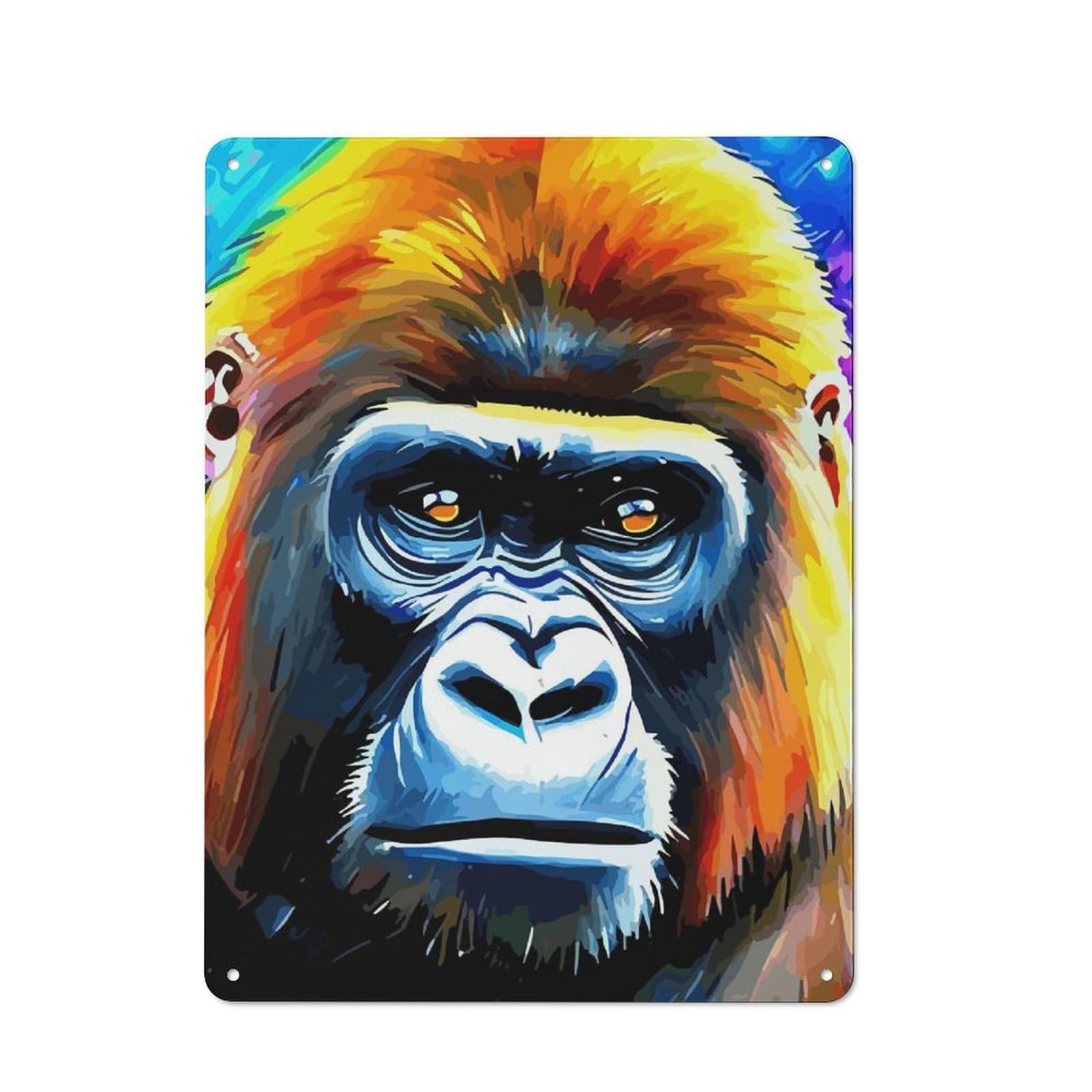 Gorilla Primate Portrait Vintage Tin Sign 40x30cm, Country Style Bistro Wall Plaque for Bakery, Diner, Cafe Or Family Room