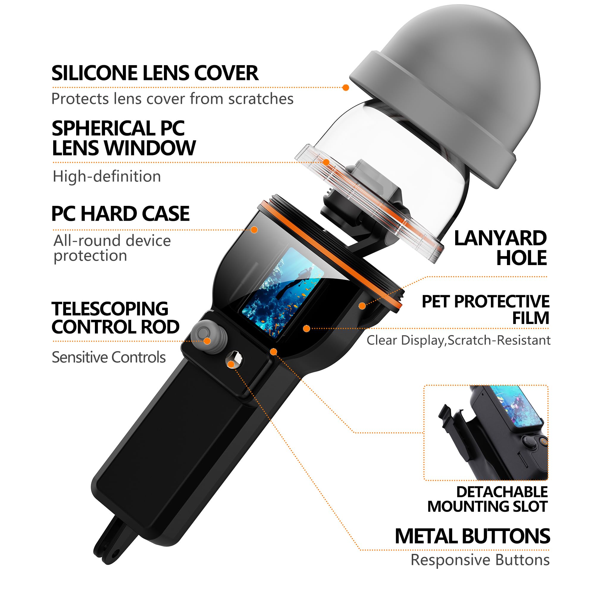 Carcasa impermeable para DJI Osmo Pocket 3, color negro