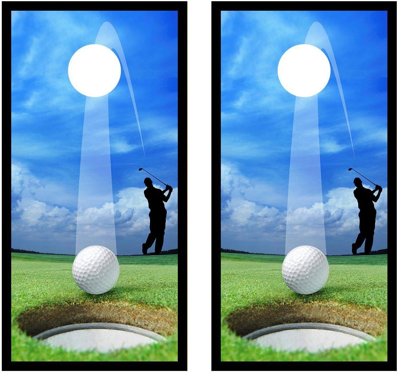 Golf Swing Hole in One Cornhole Board Decal Wrap