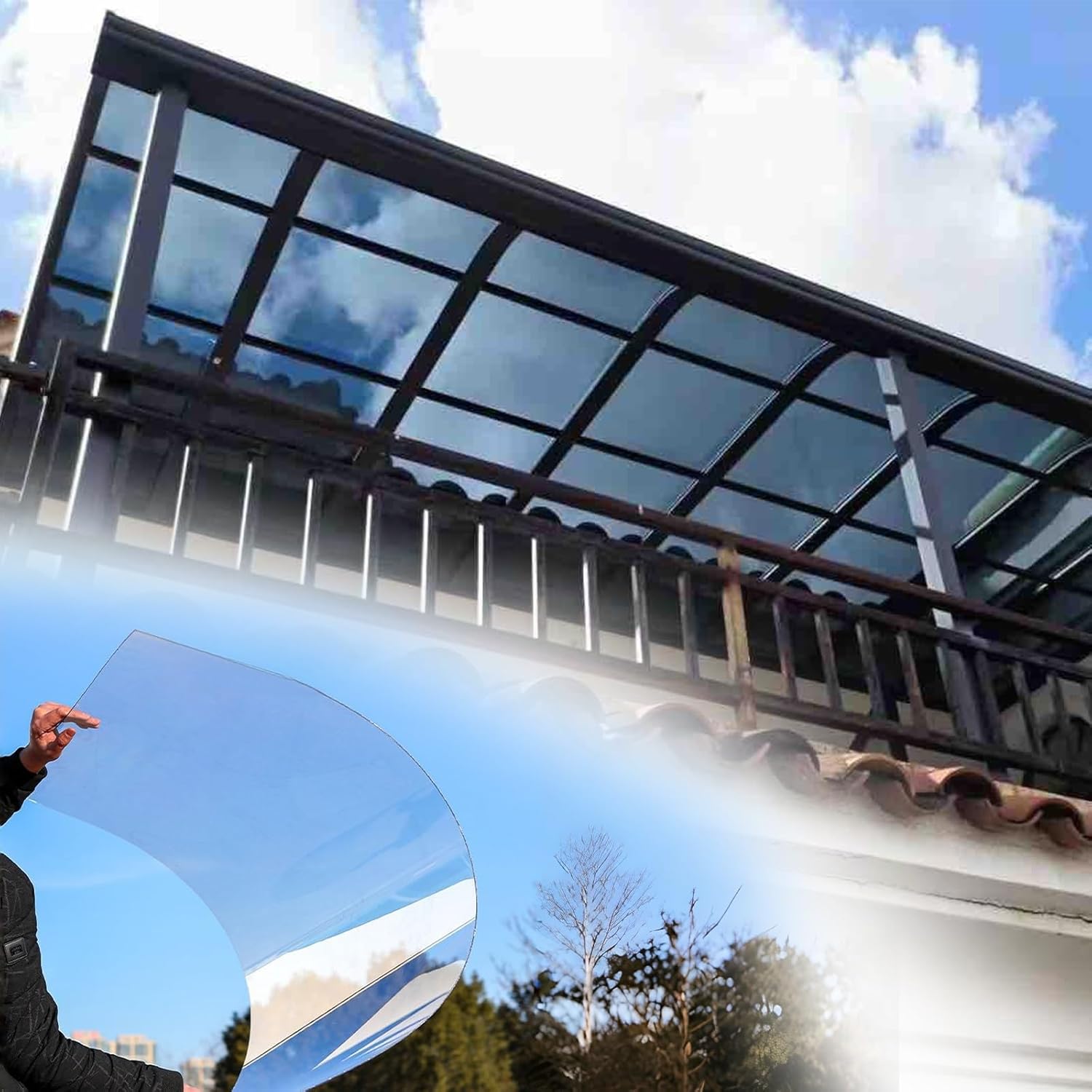 1.5mm Polycarbonate Roofing Sheet, Transparent UV-Resistant Outdoor Roof Panel, Replacement Shed Panel, Weather-Resistant, Easy to Cut for Patio, Pergola, Greenhouse, Shed