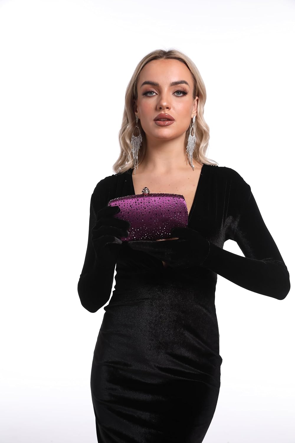 Boutique De FGG Women's Crystal Clutch Evening Bag Bride Handbags for Wedding Party Diamond Rhinestone Clutch Purse,Mini,Mini - Image 8